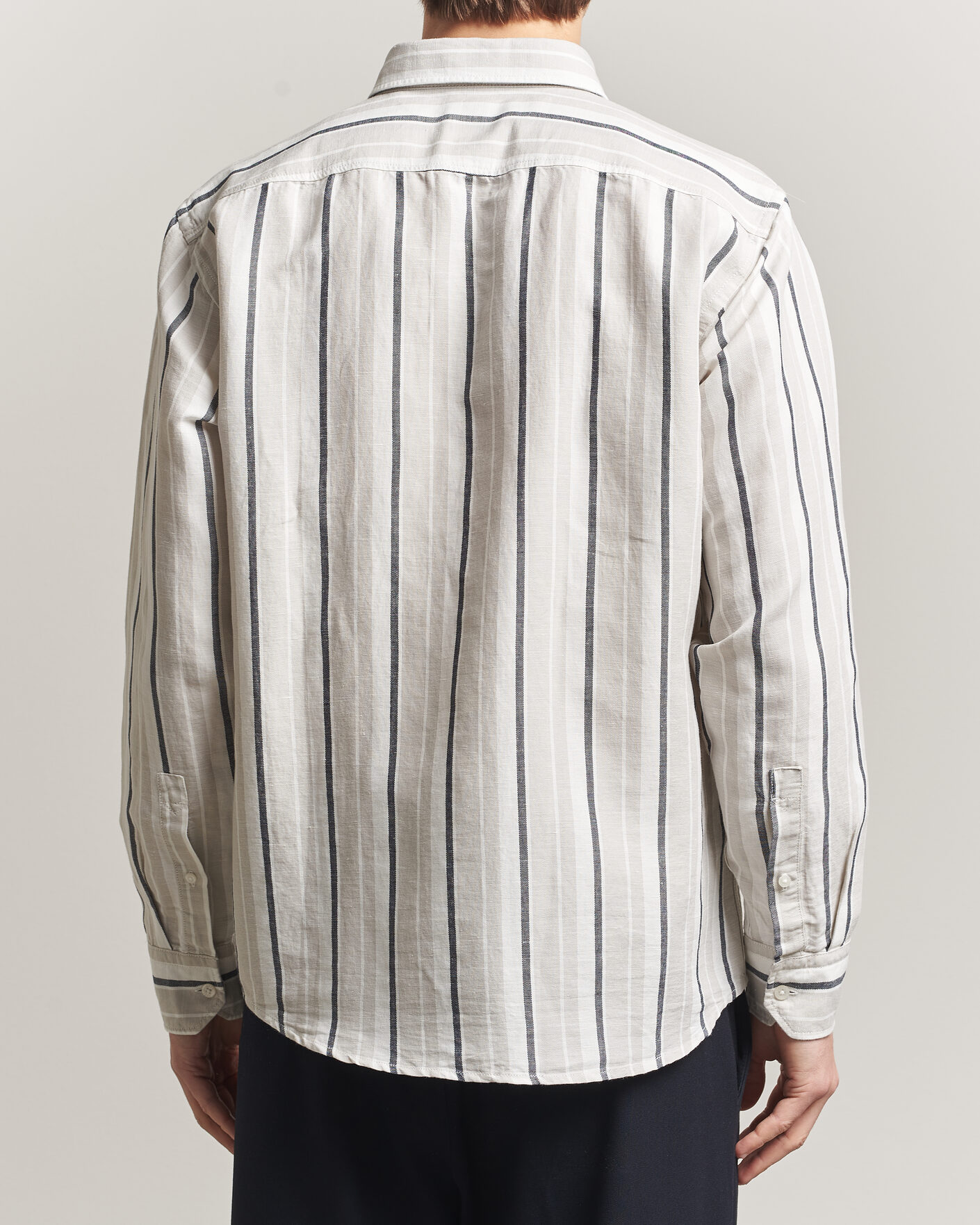 Uomini | Camicie | BOSS ORANGE | Ricoplus Linen/Cotton Striped Shirt Beige