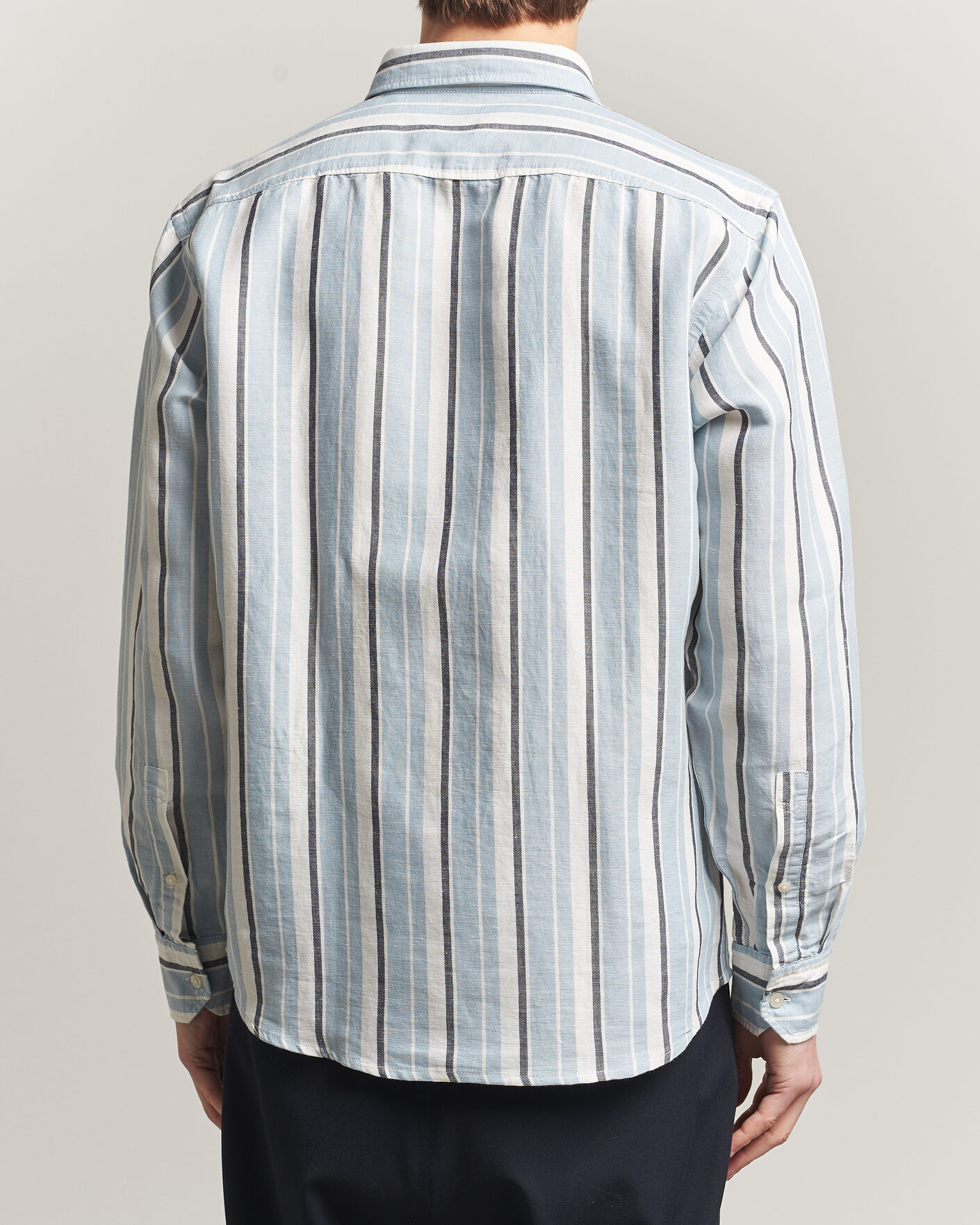 Uomini | Camicie | BOSS ORANGE | Ricoplus Linen/Cotton Striped Shirt Light Blue
