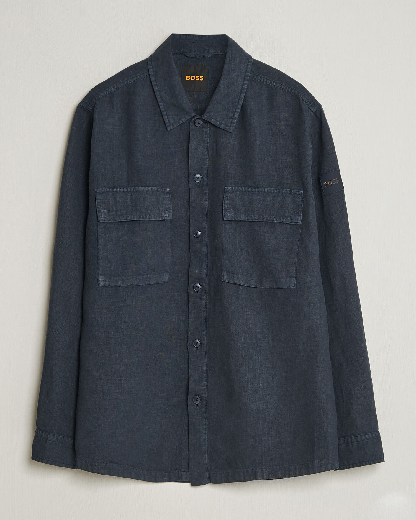 Uomini | Camicie | BOSS ORANGE | Locky Linen Overshirt Dark Blue