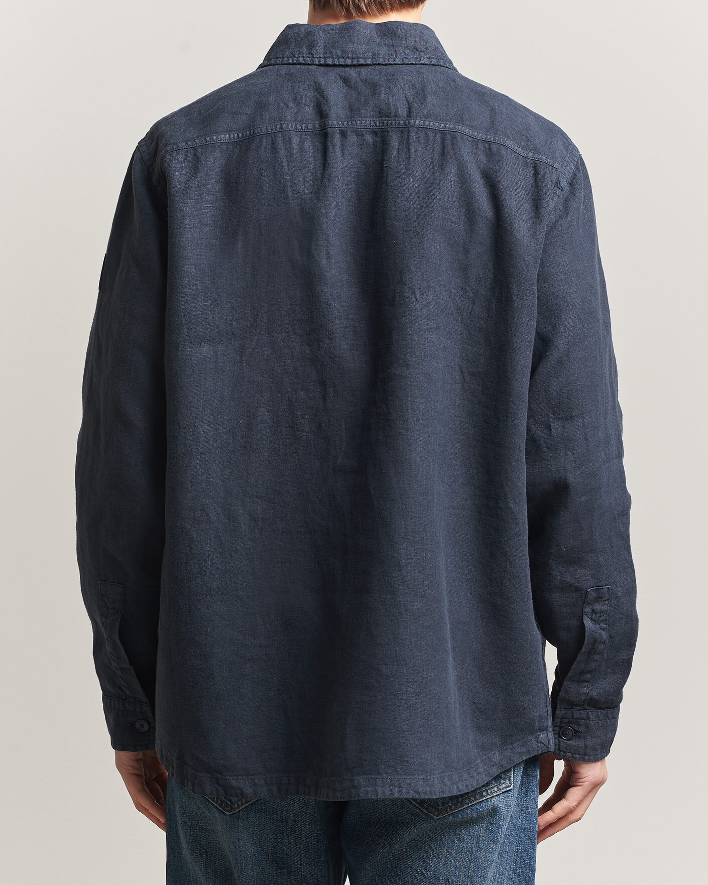 Uomini | Camicie | BOSS ORANGE | Locky Linen Overshirt Dark Blue