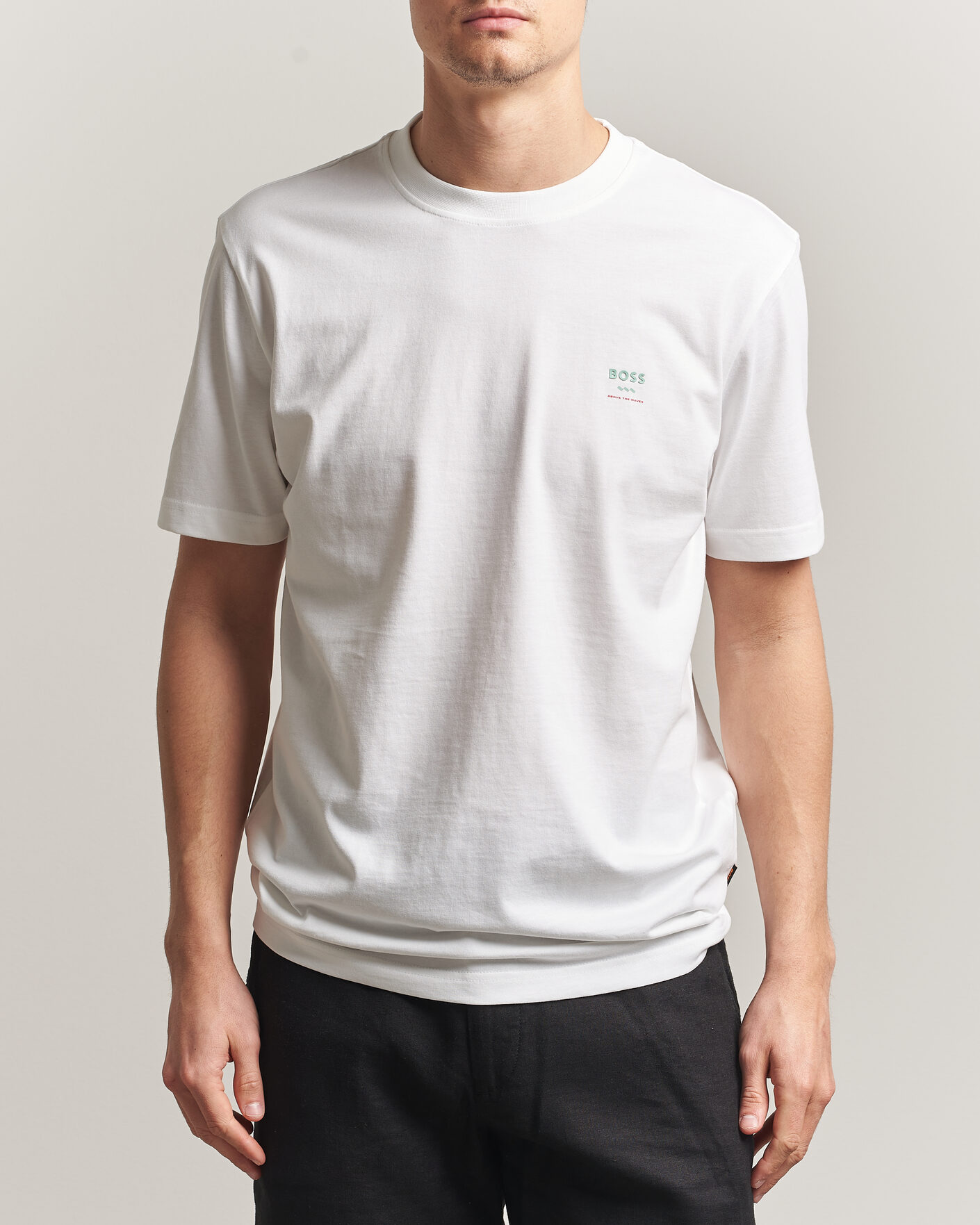 Uomini | T-shirt | BOSS ORANGE | Groove Printed Crew Neck T-Shirt White