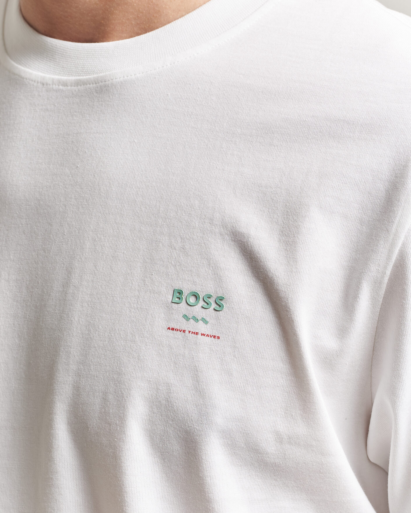 Uomini | T-shirt | BOSS ORANGE | Groove Printed Crew Neck T-Shirt White