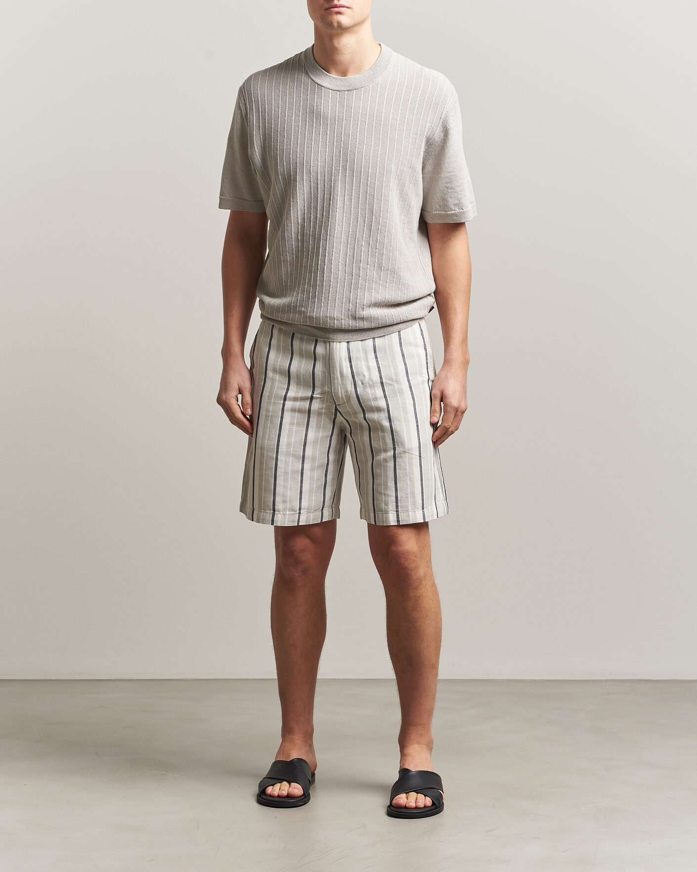 Uomini | T-shirt | BOSS ORANGE | Kajordino Linen/Cotton Knitted T-Shirt Beige