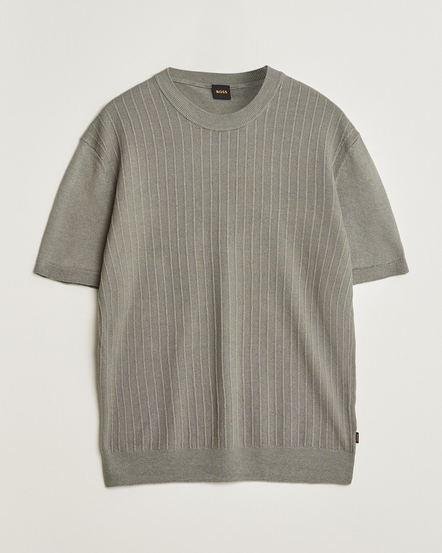 Uomini | T-shirt | BOSS ORANGE | Kajordino Linen/Cotton Knitted T-Shirt Green
