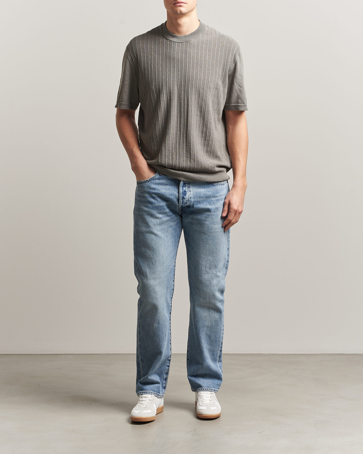 Uomini | T-shirt | BOSS ORANGE | Kajordino Linen/Cotton Knitted T-Shirt Green