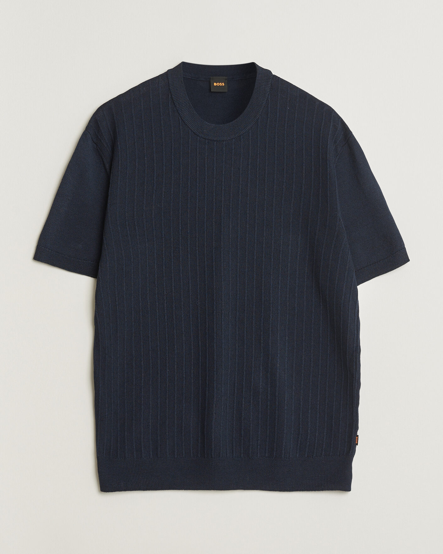 Uomini | T-shirt | BOSS ORANGE | Kajordino Linen/Cotton Knitted T-Shirt Dark Blue