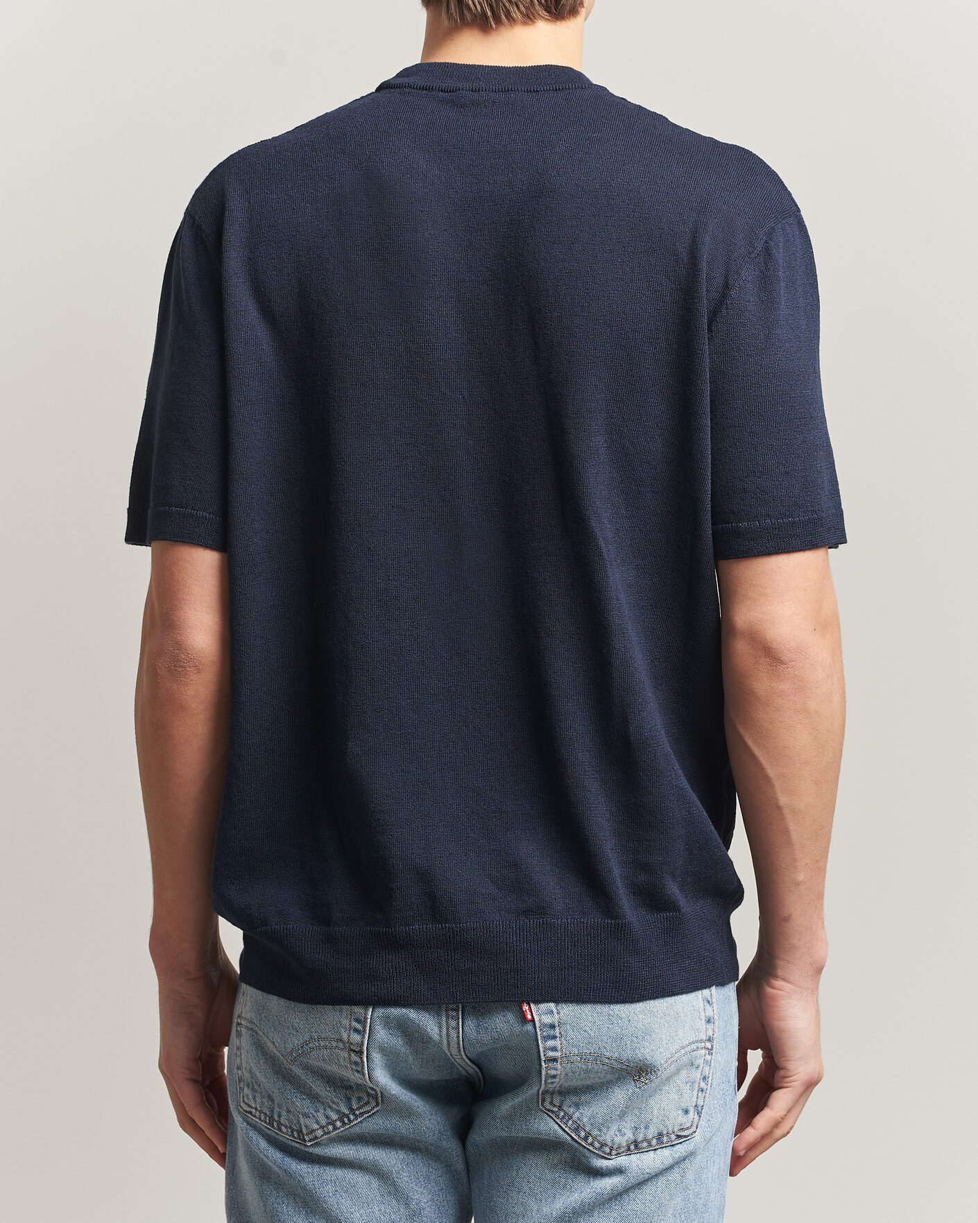 Uomini | T-shirt | BOSS ORANGE | Kajordino Linen/Cotton Knitted T-Shirt Dark Blue