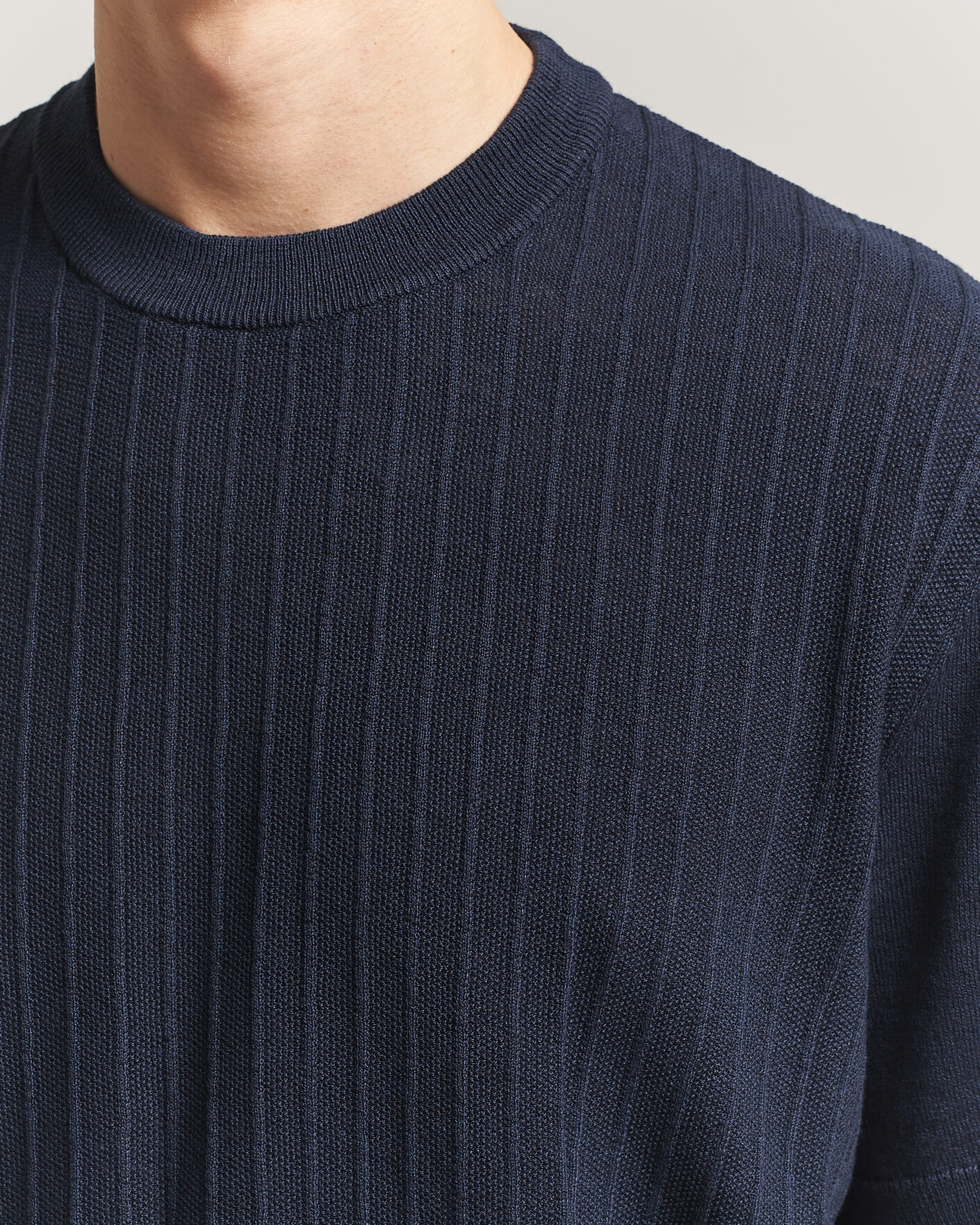 Uomini | T-shirt | BOSS ORANGE | Kajordino Linen/Cotton Knitted T-Shirt Dark Blue