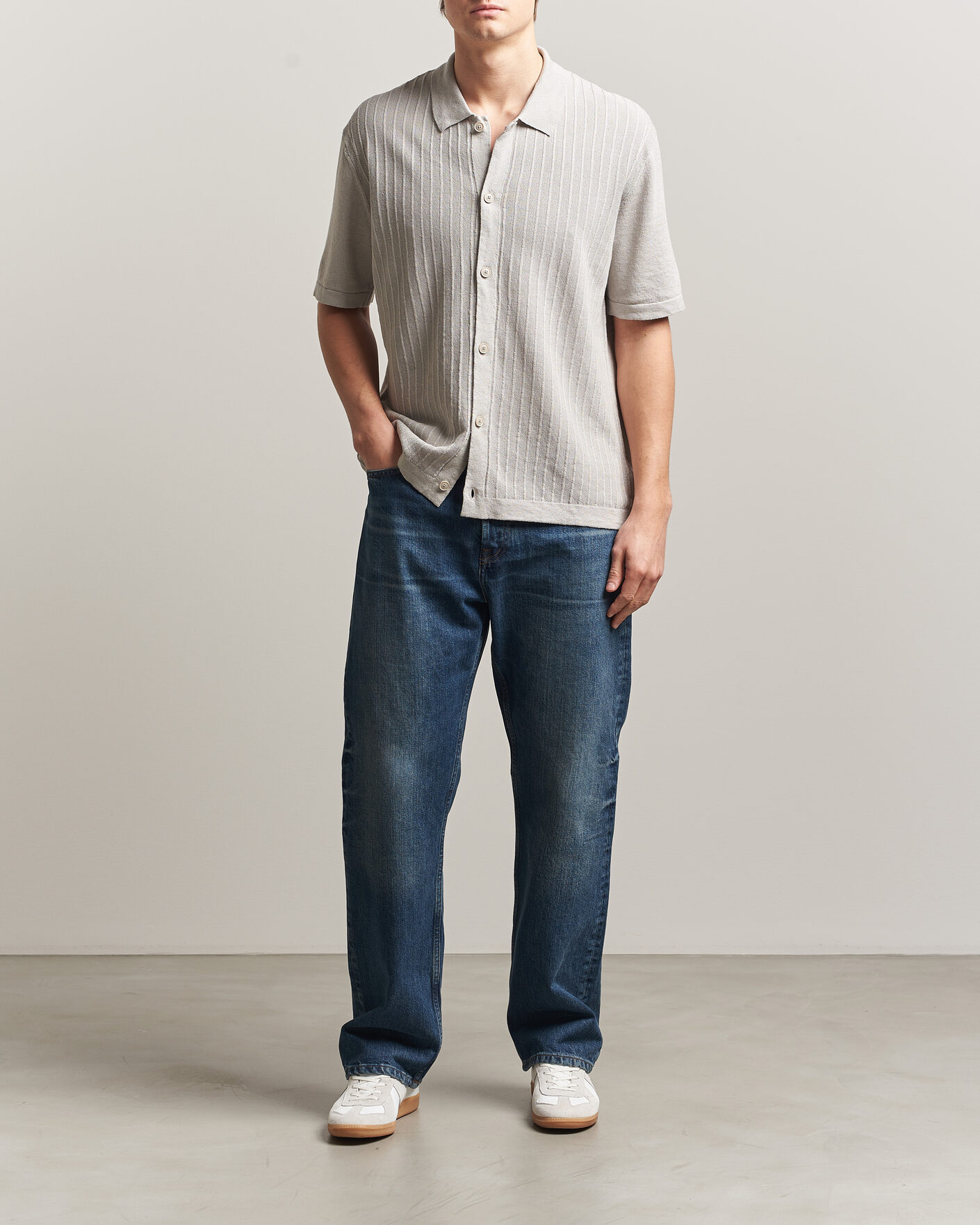 Uomini | Camicie | BOSS ORANGE | Amicino Linen/Cotton Knitted Shirt Beige