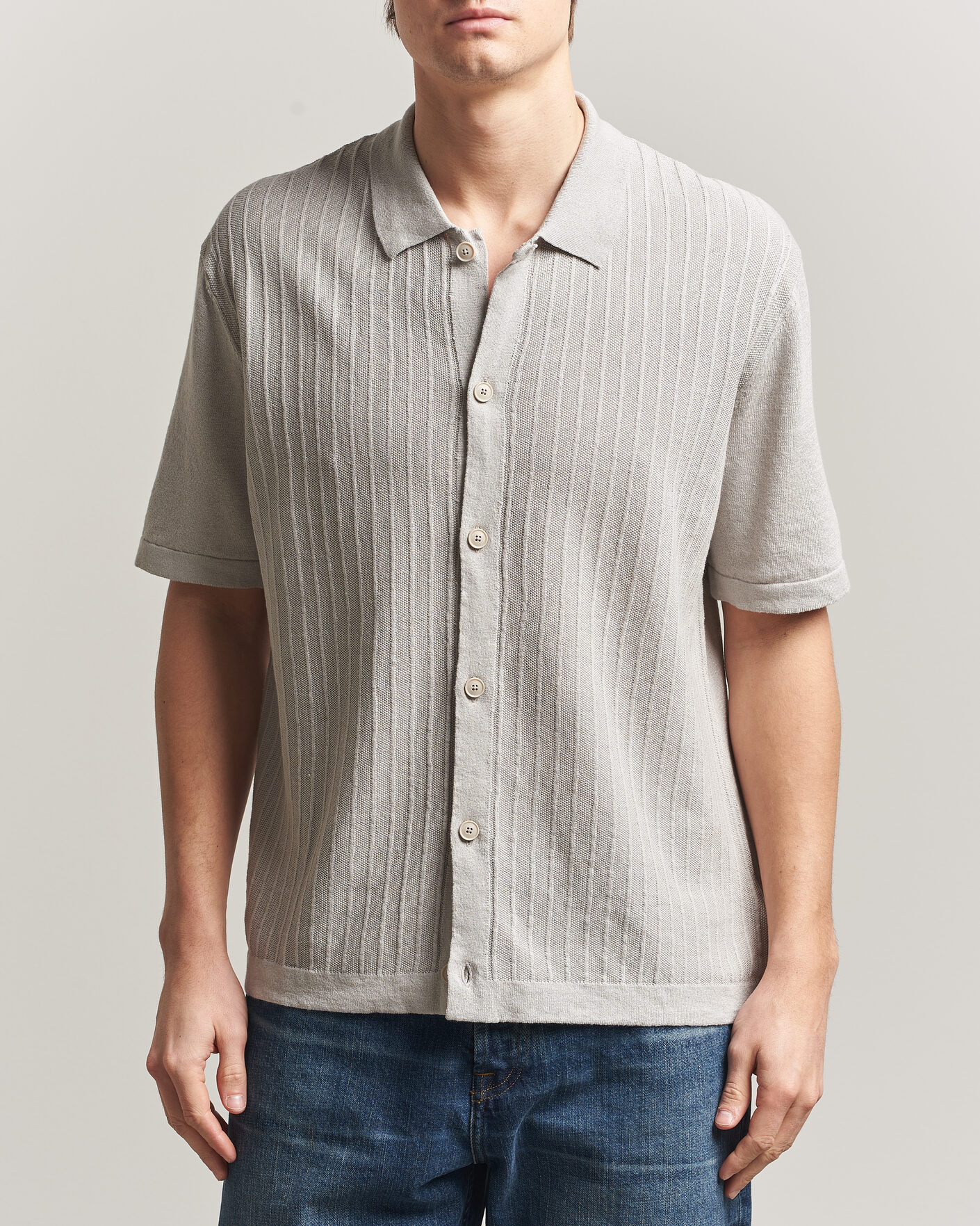 Uomini | Camicie | BOSS ORANGE | Amicino Linen/Cotton Knitted Shirt Beige