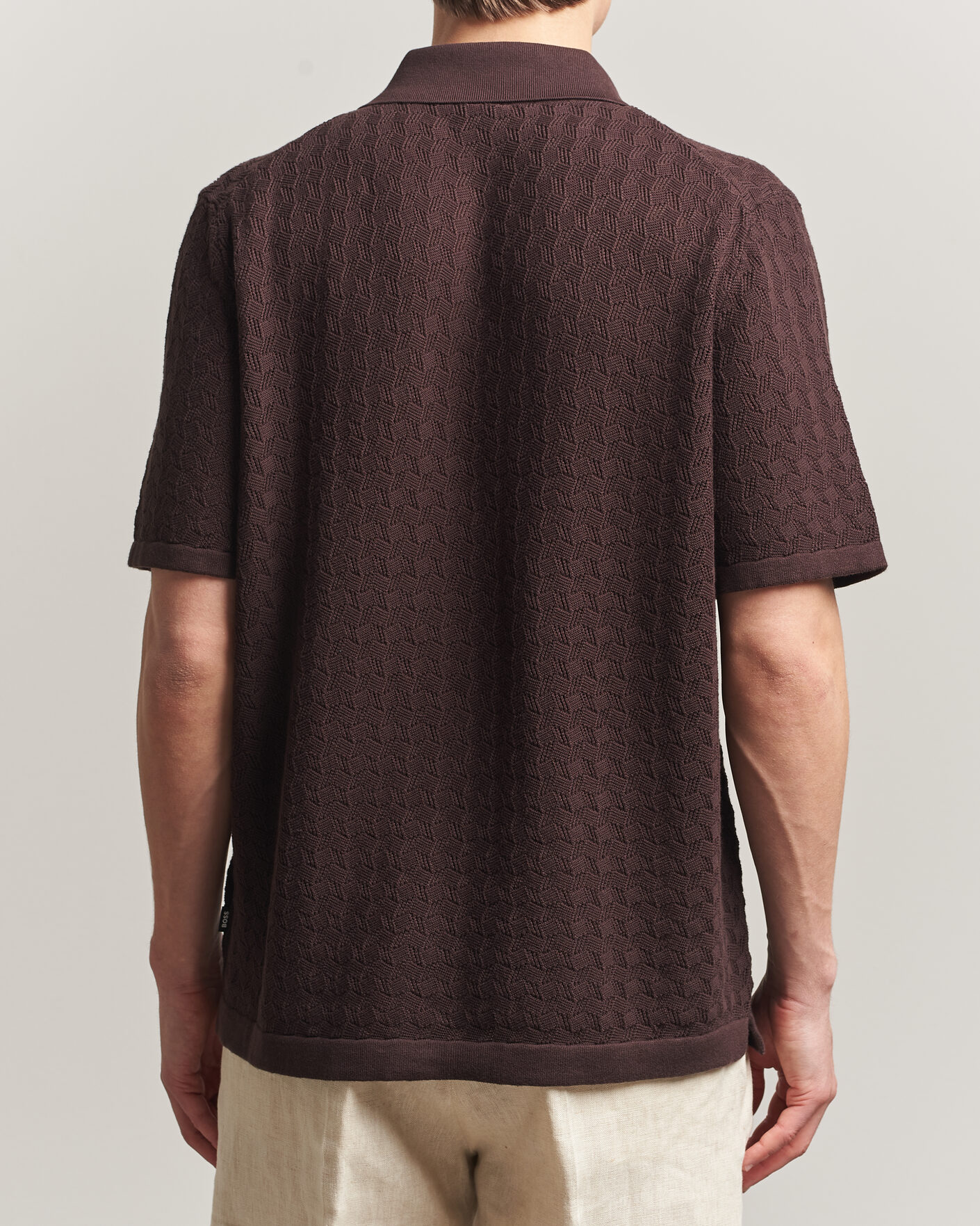 Uomini | Camicie | BOSS BLACK | Nappo Knitted Short Sleeve Shirt Dark Brown