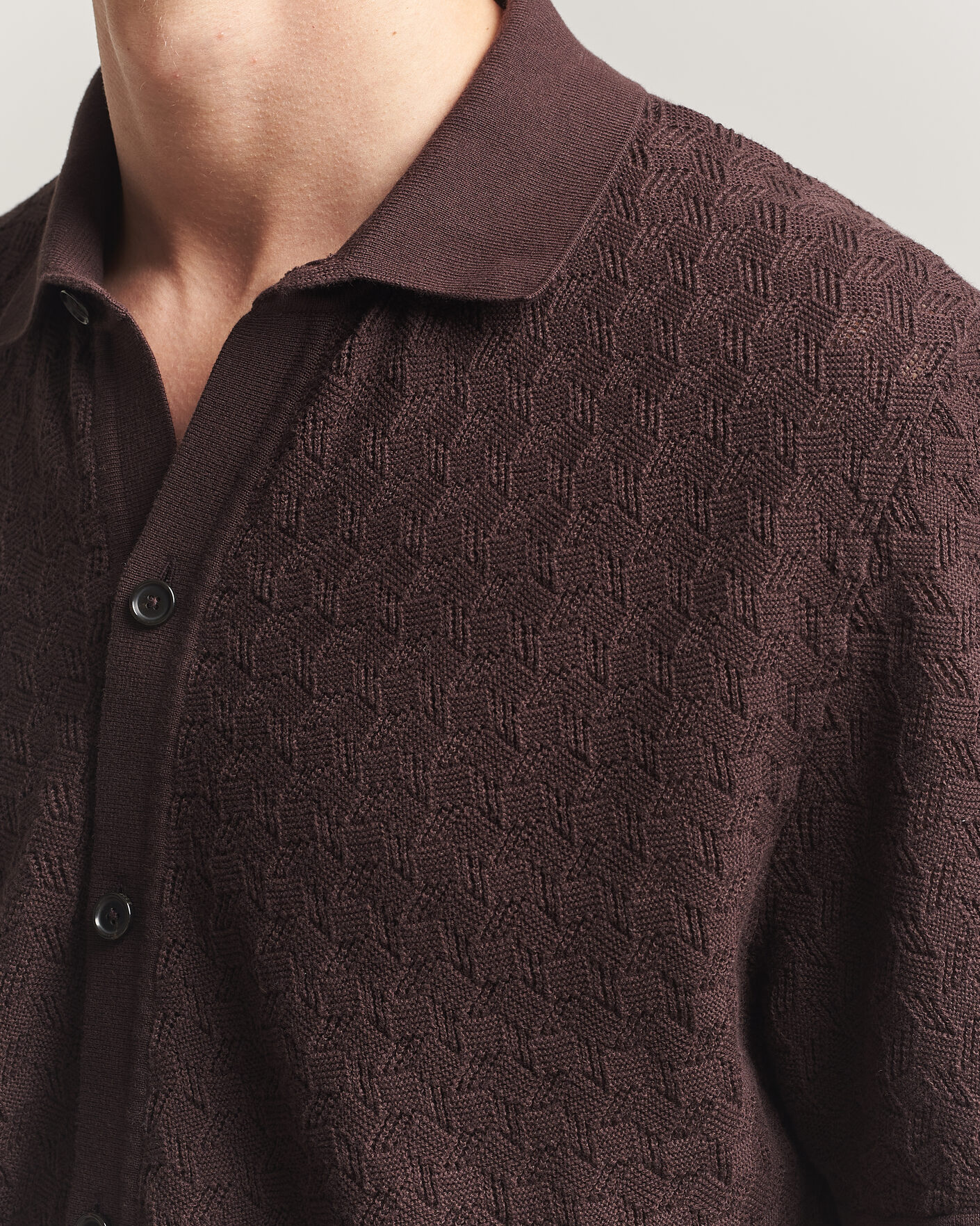 Uomini | Camicie | BOSS BLACK | Nappo Knitted Short Sleeve Shirt Dark Brown