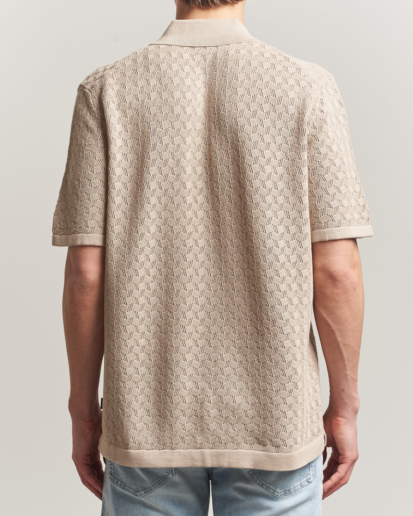 Uomini | Camicie | BOSS BLACK | Nappo Knitted Short Sleeve Shirt Open Beige
