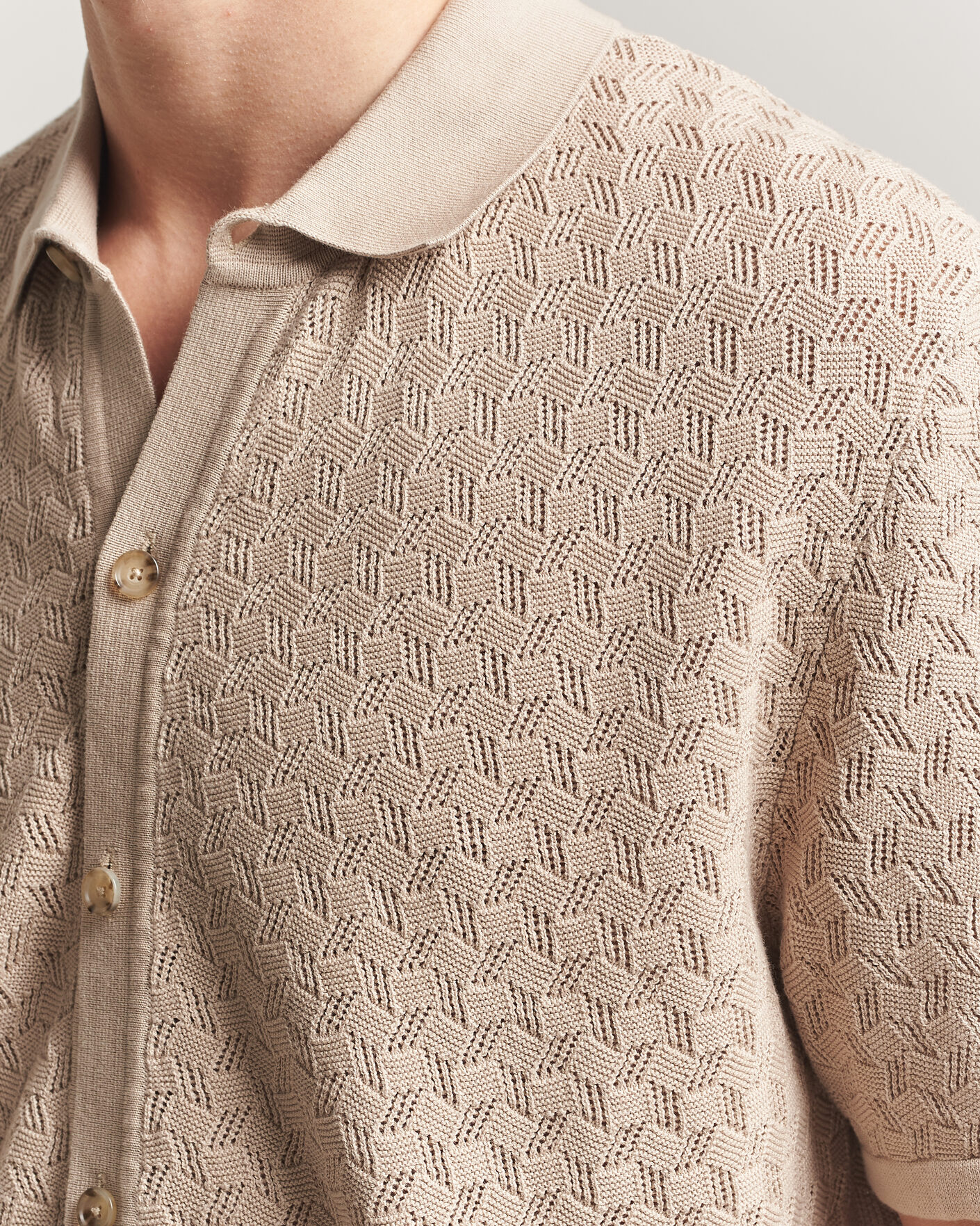 Uomini | Camicie | BOSS BLACK | Nappo Knitted Short Sleeve Shirt Open Beige