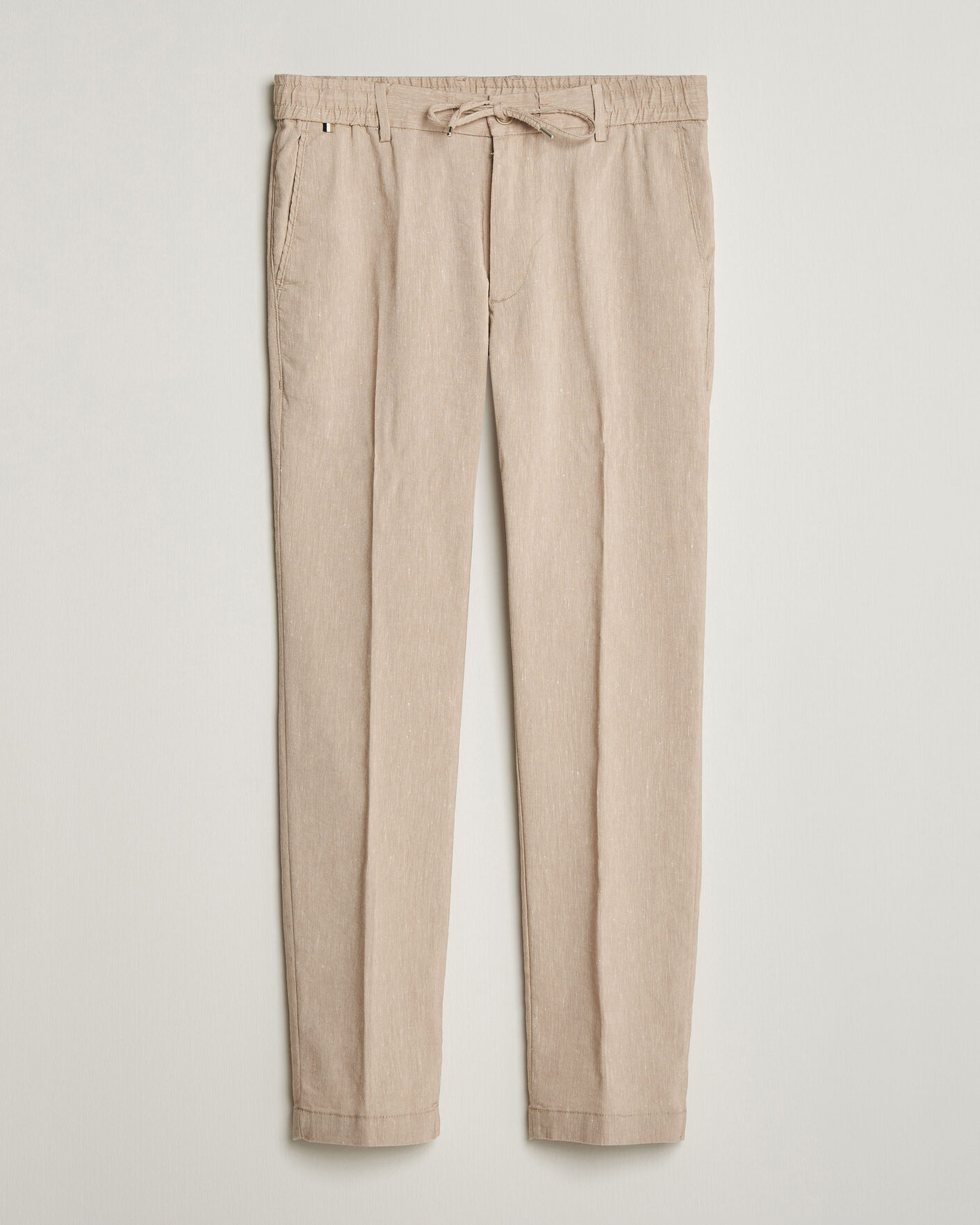 Uomini | Pantaloni | BOSS BLACK | Kane Linen Drawstring Trousers Open Beige