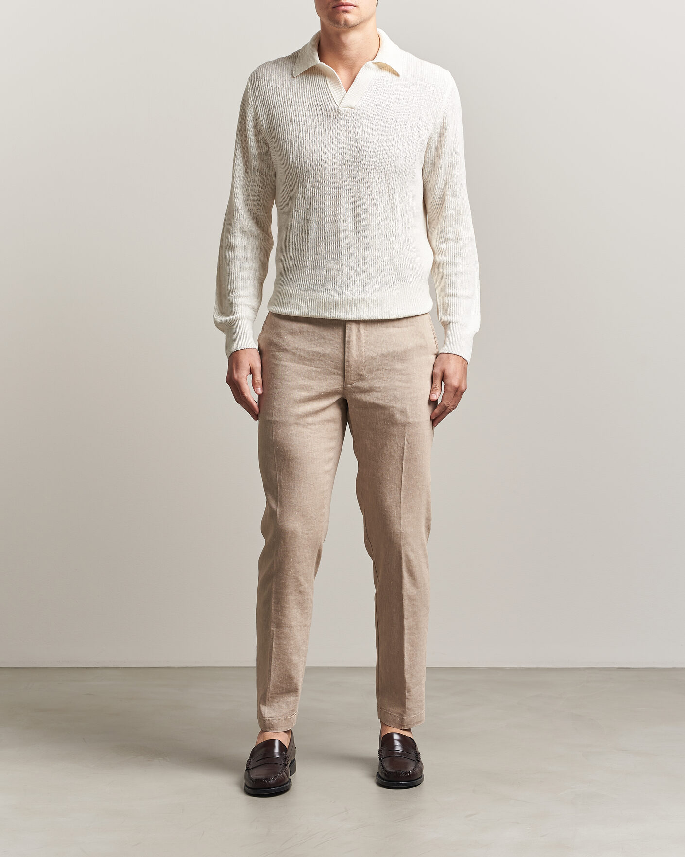Uomini | Pantaloni | BOSS BLACK | Kane Linen Drawstring Trousers Open Beige