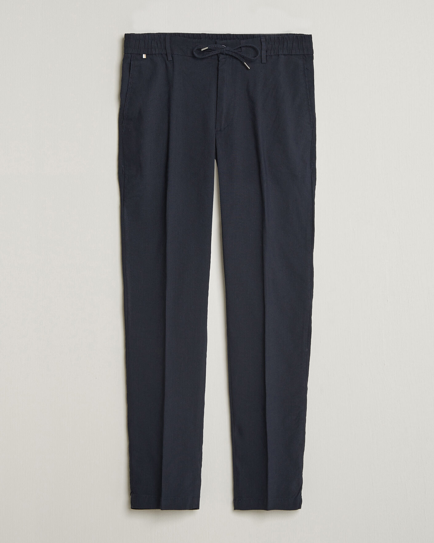 Uomini | Pantaloni | BOSS BLACK | Kane Linen Drawstring Trousers Dark Blue