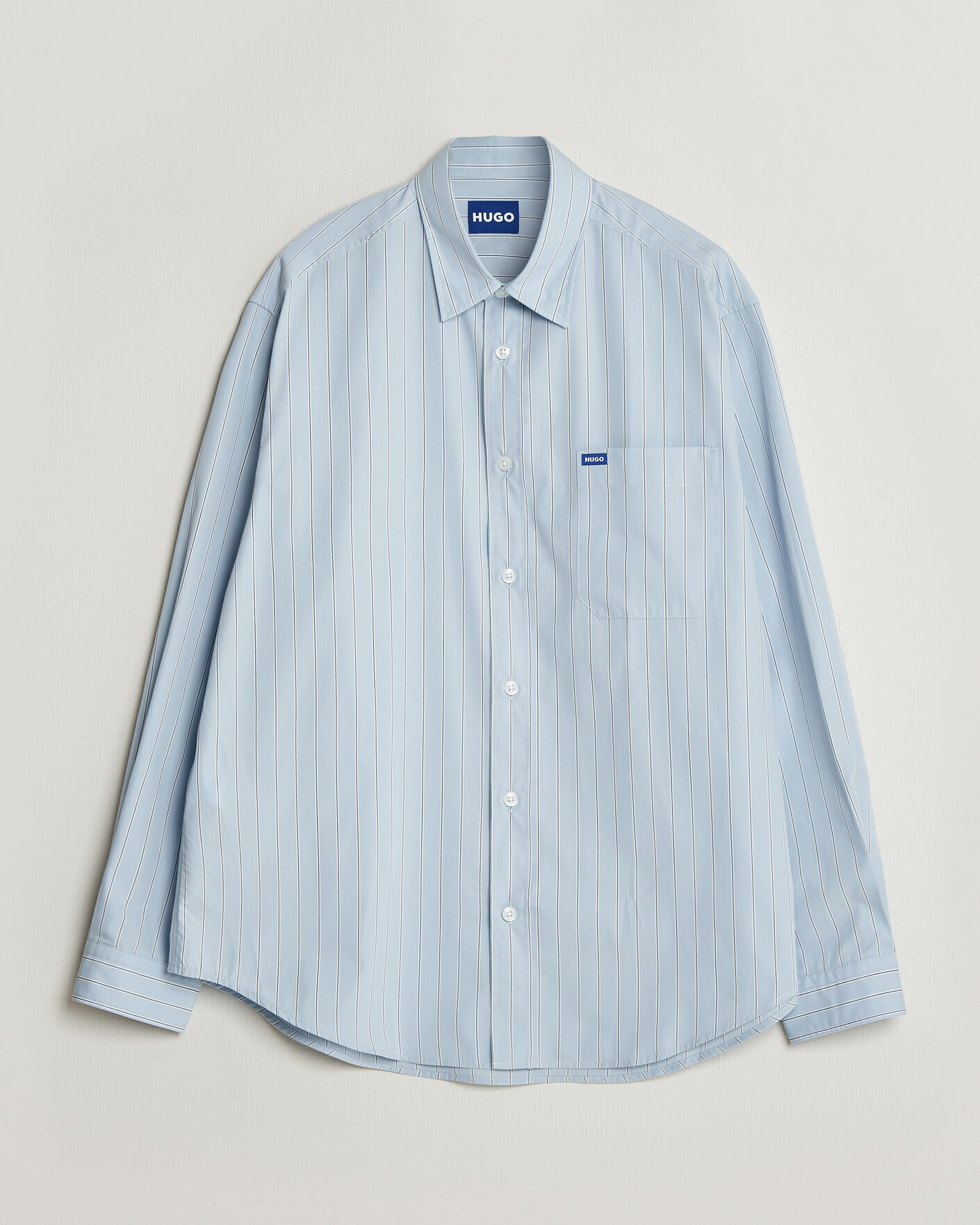 Uomini | Camicie | HUGO | Ebalto Striped Cotton Shirt Open Blue
