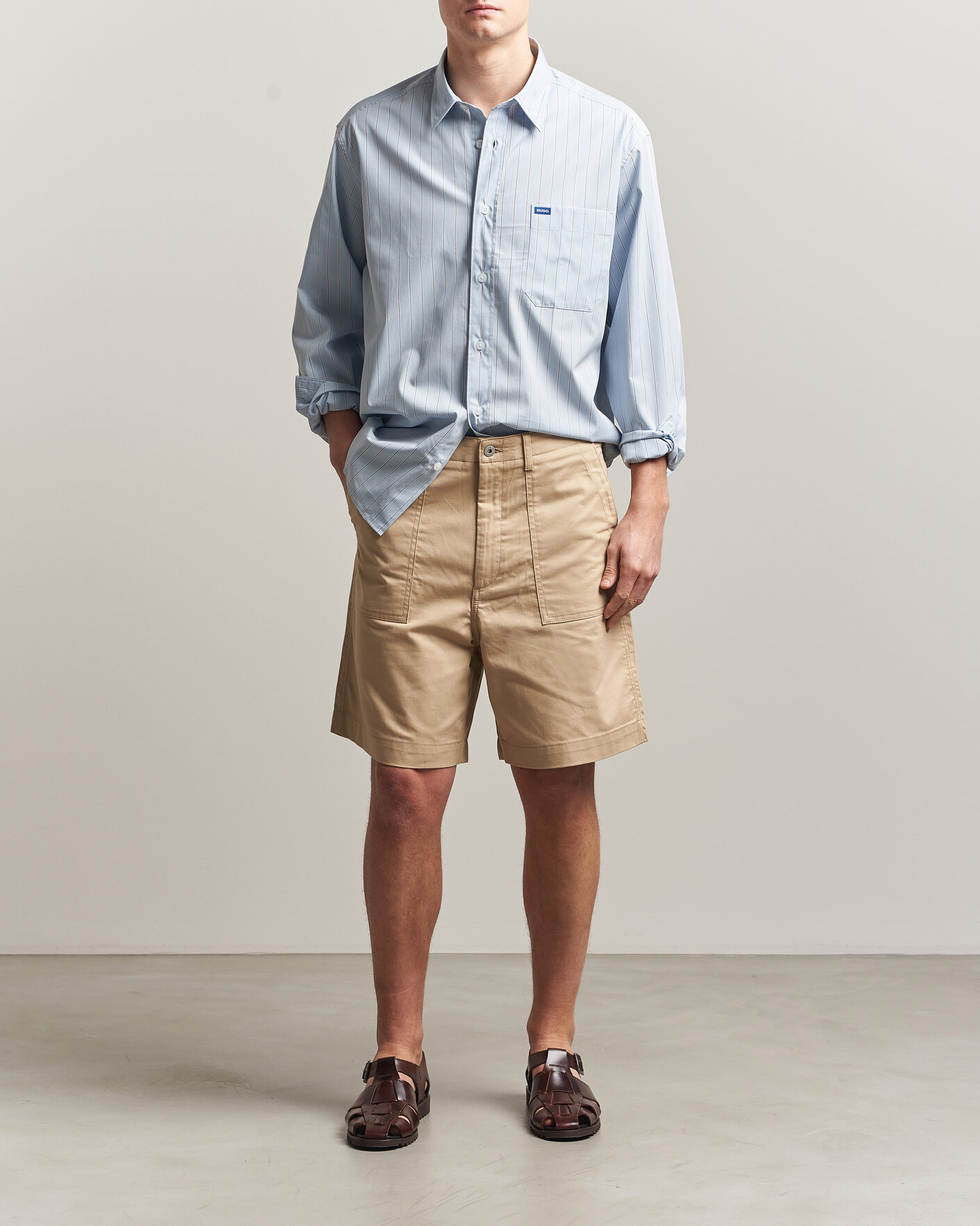 Uomini | Camicie | HUGO | Ebalto Striped Cotton Shirt Open Blue