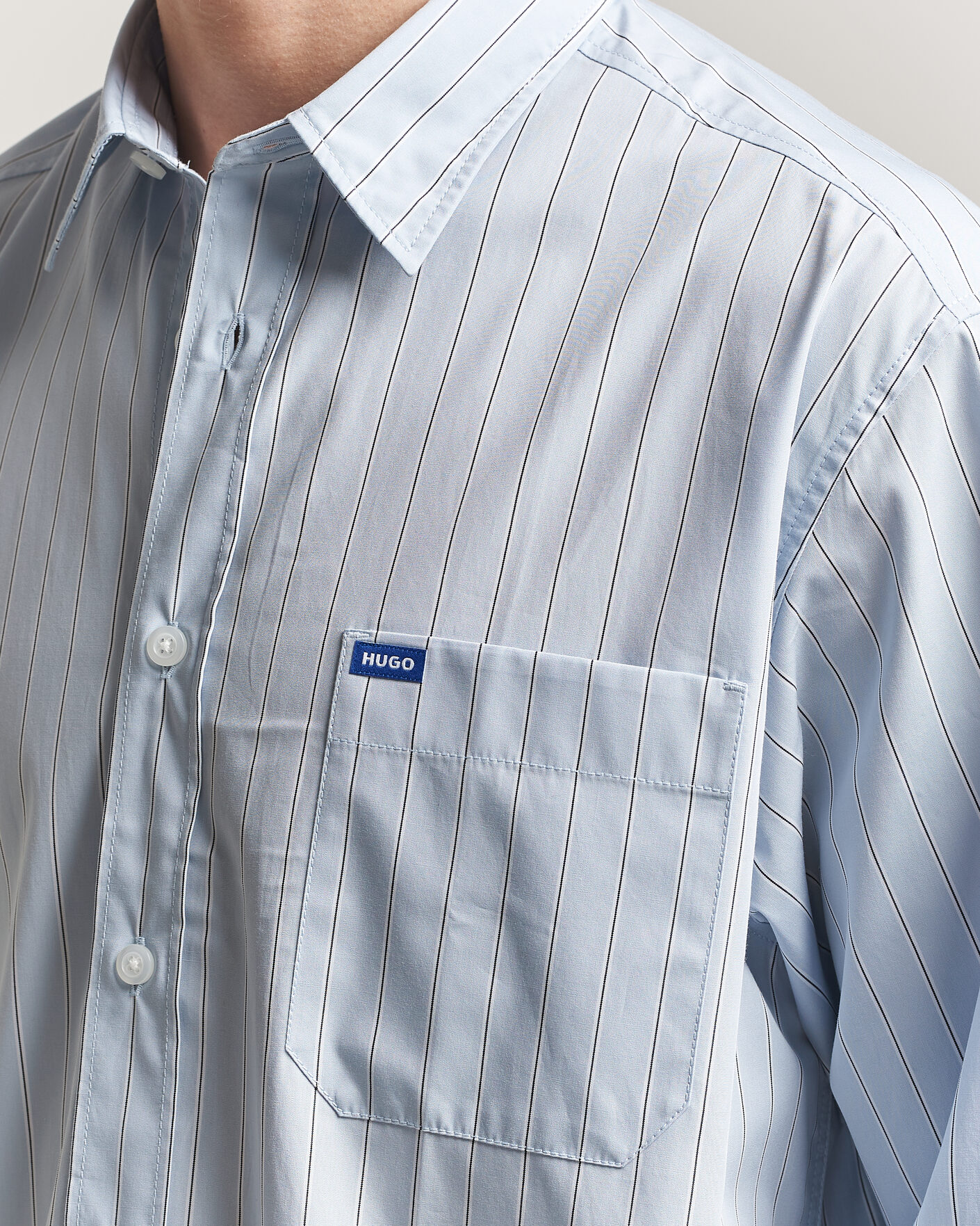 Uomini | Camicie | HUGO | Ebalto Striped Cotton Shirt Open Blue