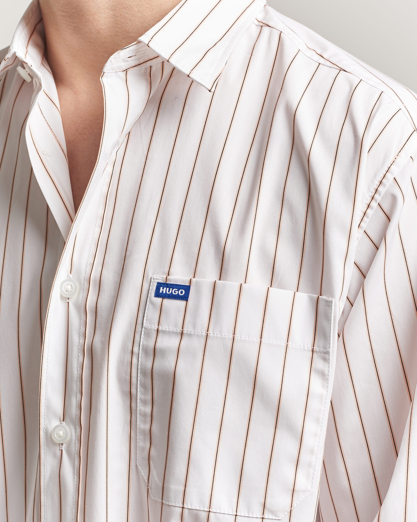 Uomini | Camicie | HUGO | Ebalto Striped Cotton Shirt Light Orange