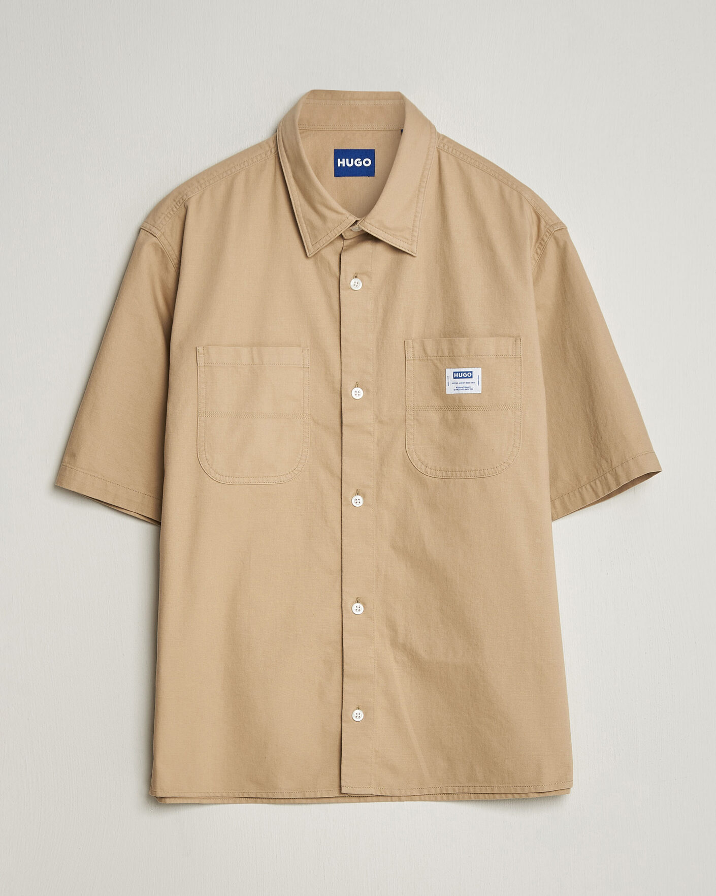Uomini | Camicie | HUGO | Ebwin Workwear Short Sleeve Shirt Medium Beige