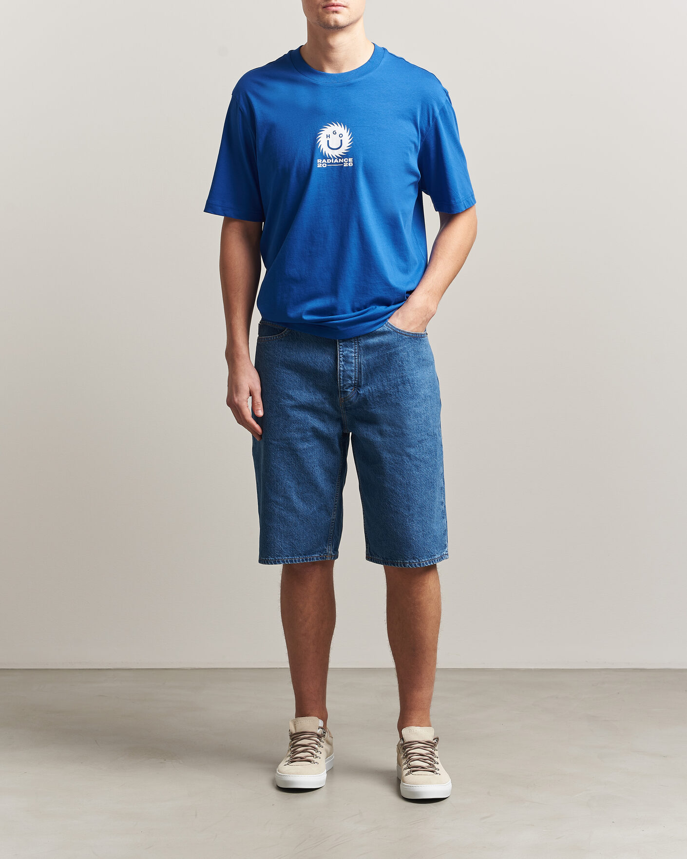Uomini | T-shirt | HUGO | Nunarix Printed Crew Neck T-Shirt Open Blue