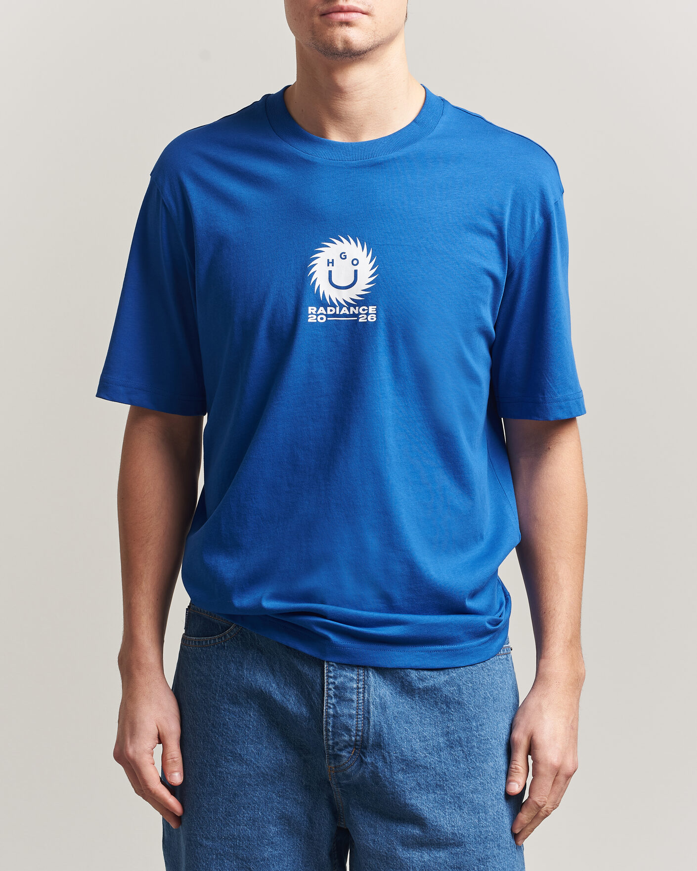 Uomini | T-shirt | HUGO | Nunarix Printed Crew Neck T-Shirt Open Blue