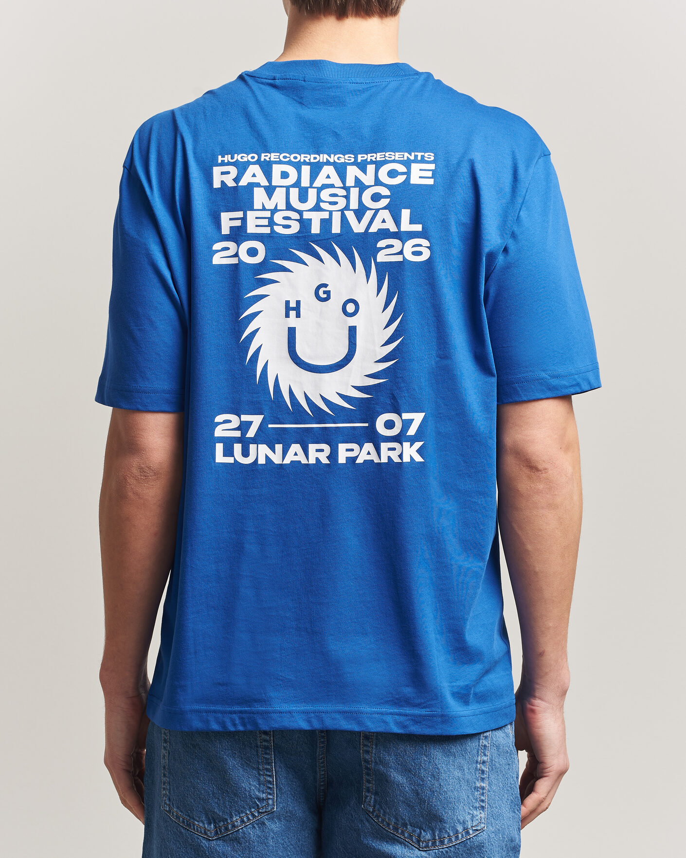 Uomini | T-shirt | HUGO | Nunarix Printed Crew Neck T-Shirt Open Blue