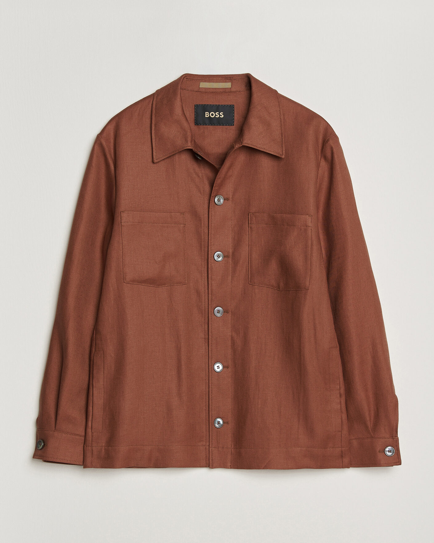 Uomini | Camicie | BOSS CAMEL | Corvin Linen Overshirt Medium Brown