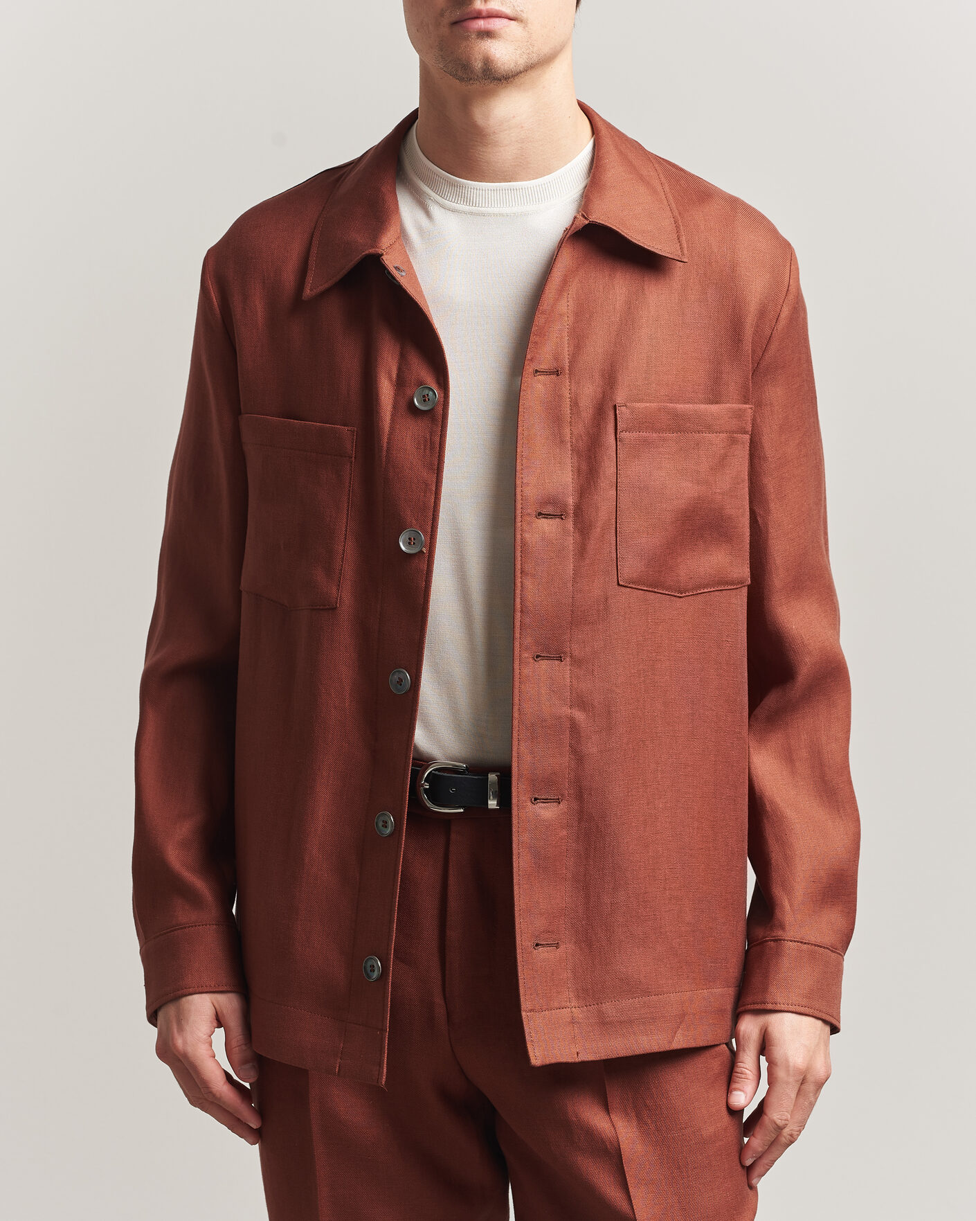 Uomini | Camicie | BOSS CAMEL | Corvin Linen Overshirt Medium Brown