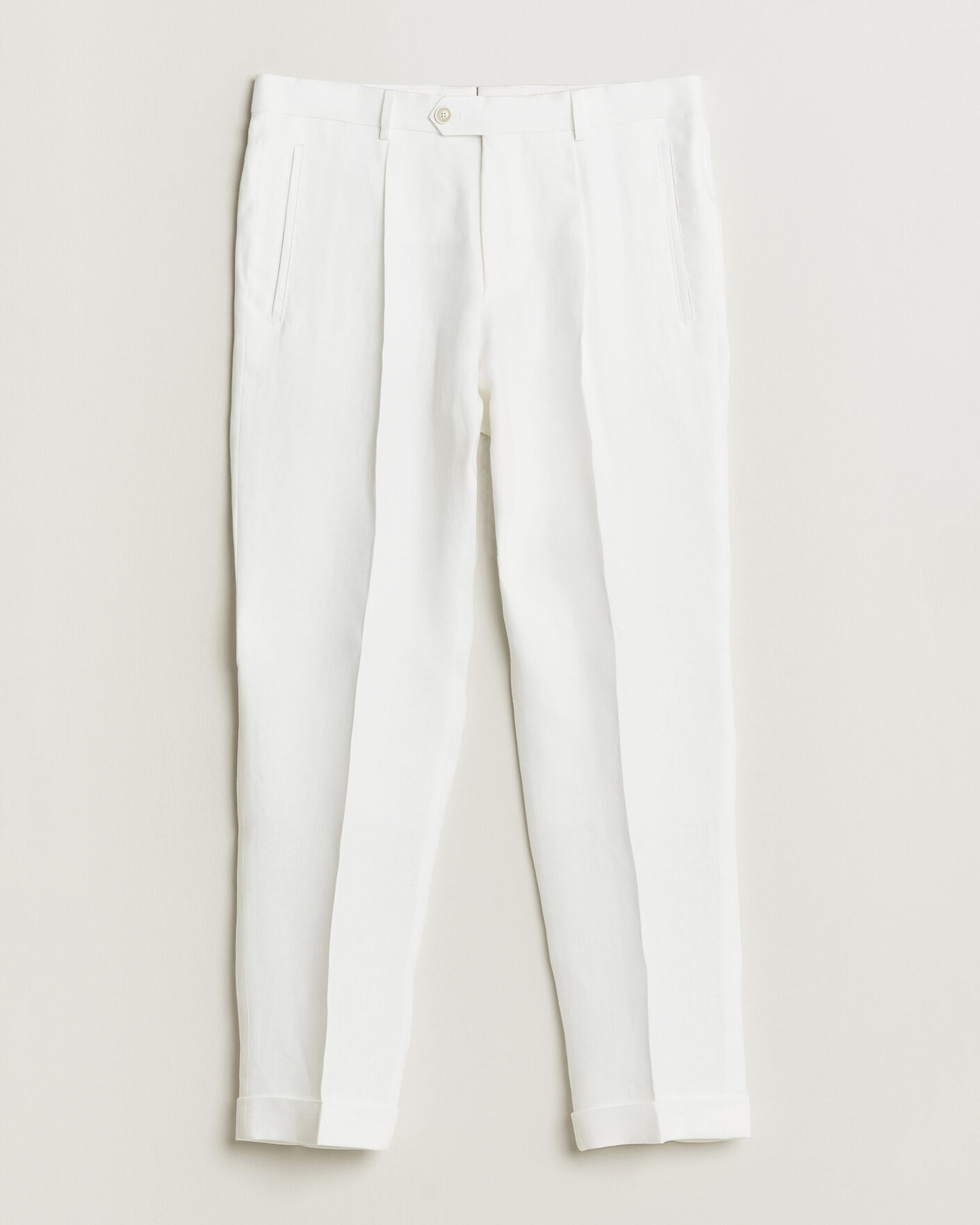 Uomini | Pantaloni | BOSS CAMEL | Peet Linen Pleated Trousers White