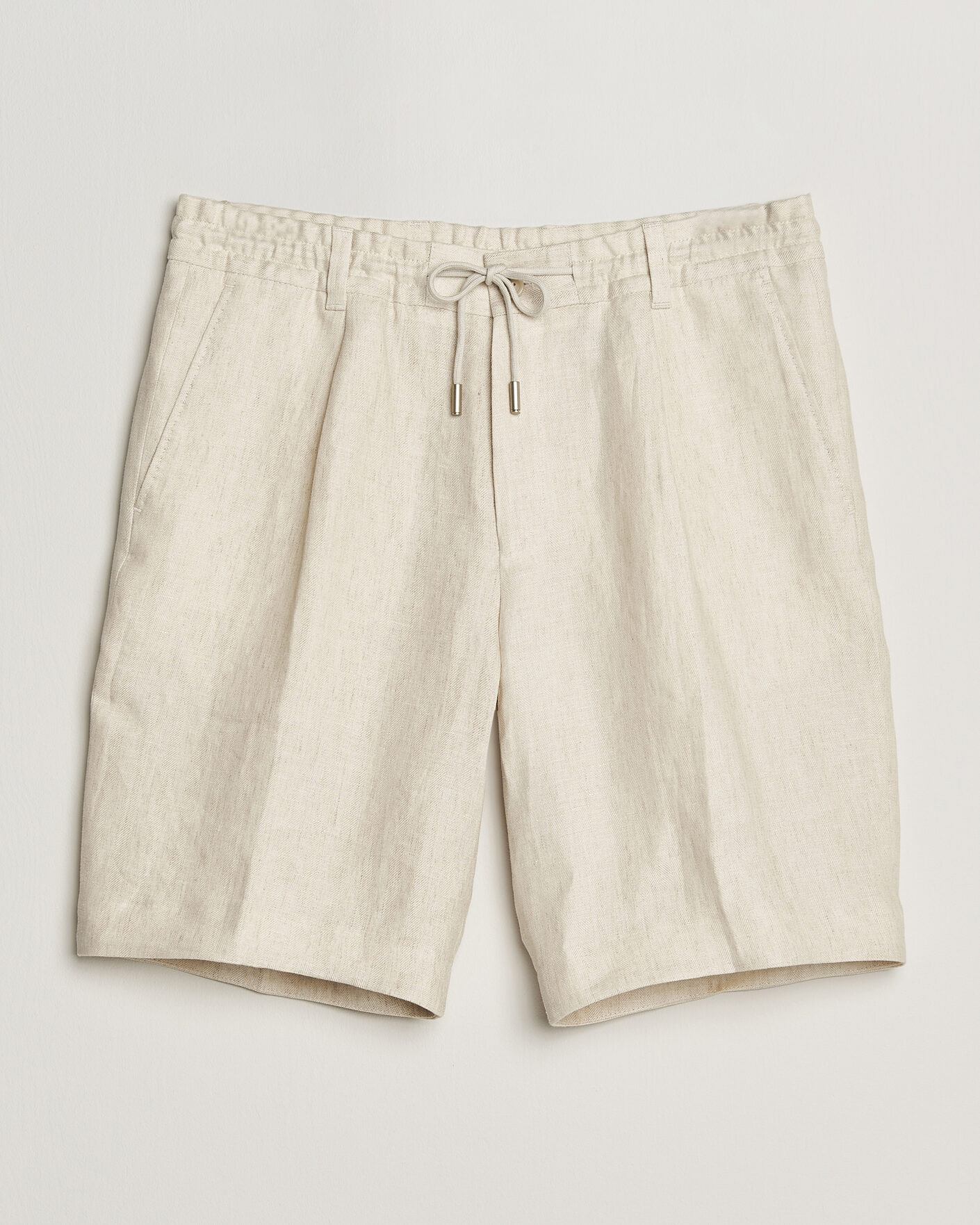 Uomini | Pantaloncini | BOSS CAMEL | Peet Linen Drawstring Shorts Open White