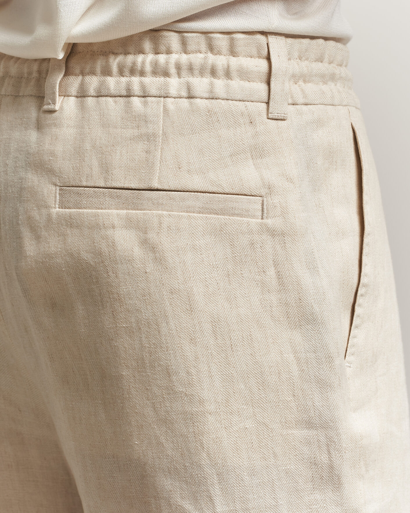 Uomini | Pantaloncini | BOSS CAMEL | Peet Linen Drawstring Shorts Open White