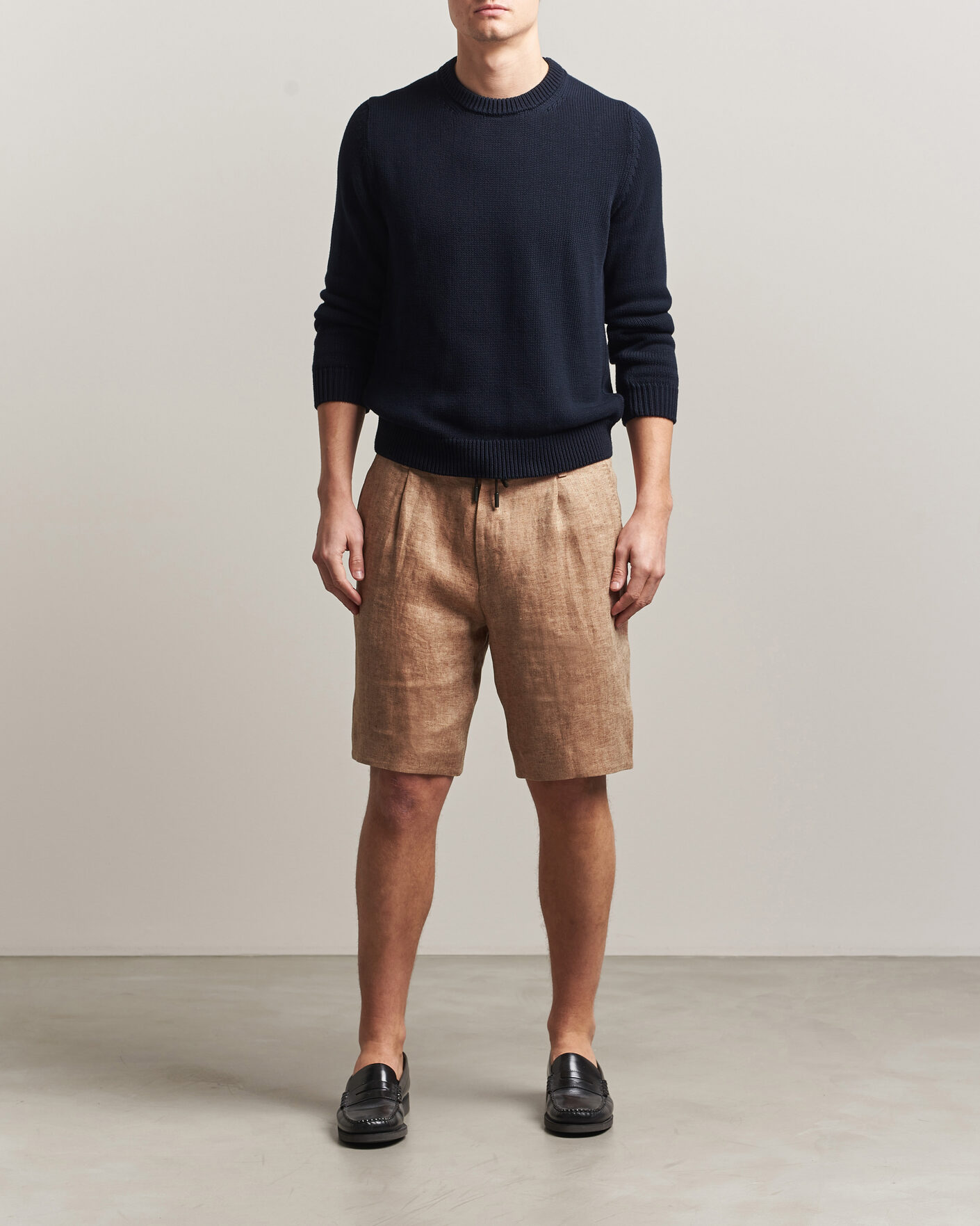 Uomini | Pantaloncini | BOSS CAMEL | Peet Linen Drawstring Shorts Medium Beige