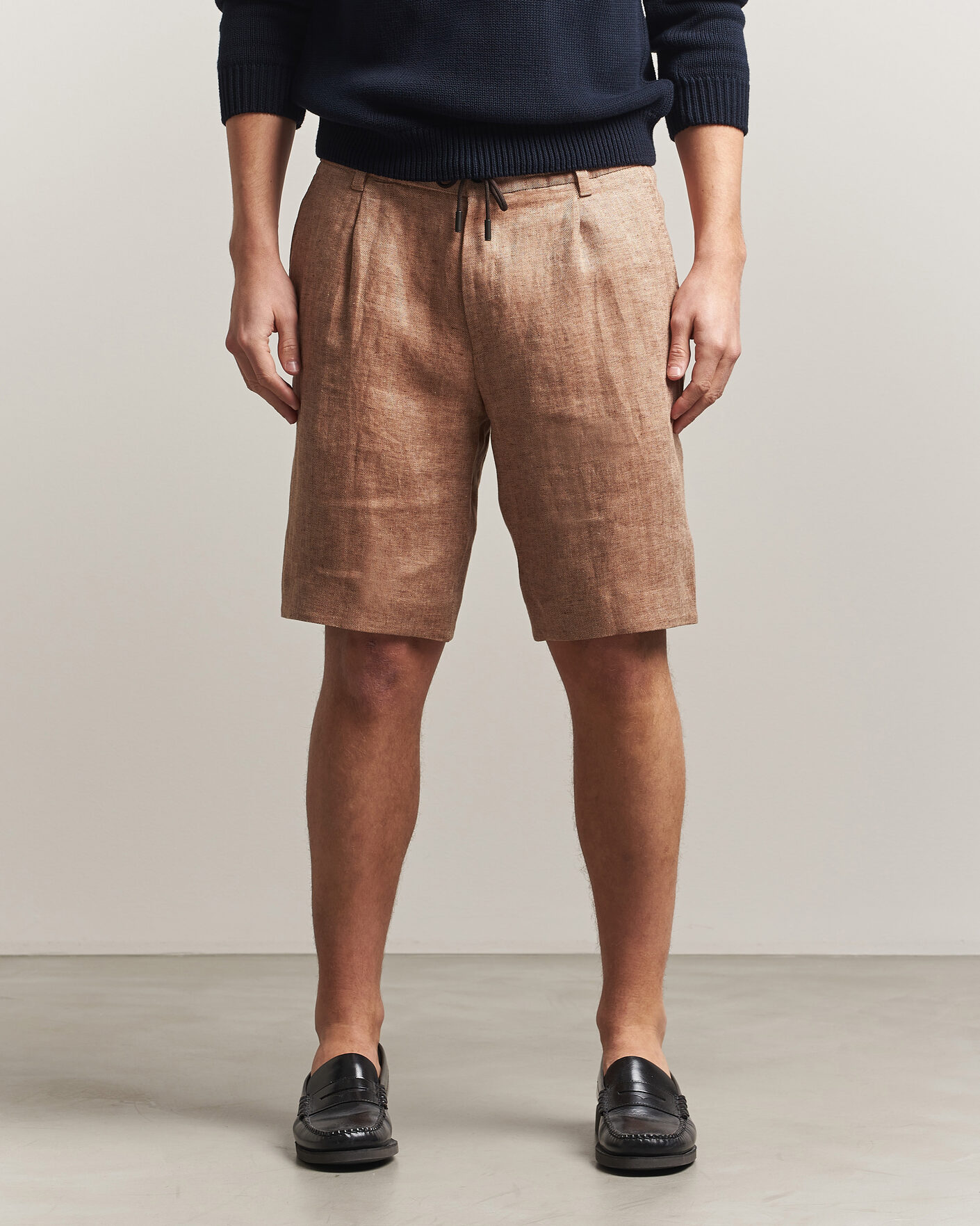 Uomini | Pantaloncini | BOSS CAMEL | Peet Linen Drawstring Shorts Medium Beige