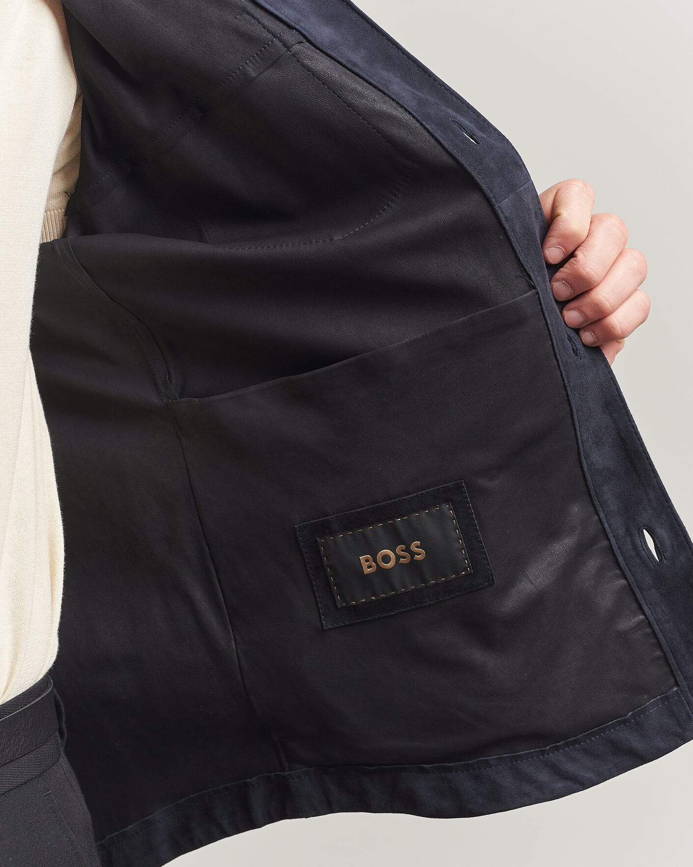 Uomini | Giacche | BOSS CAMEL | Mando Suede Jacket Dark Blue