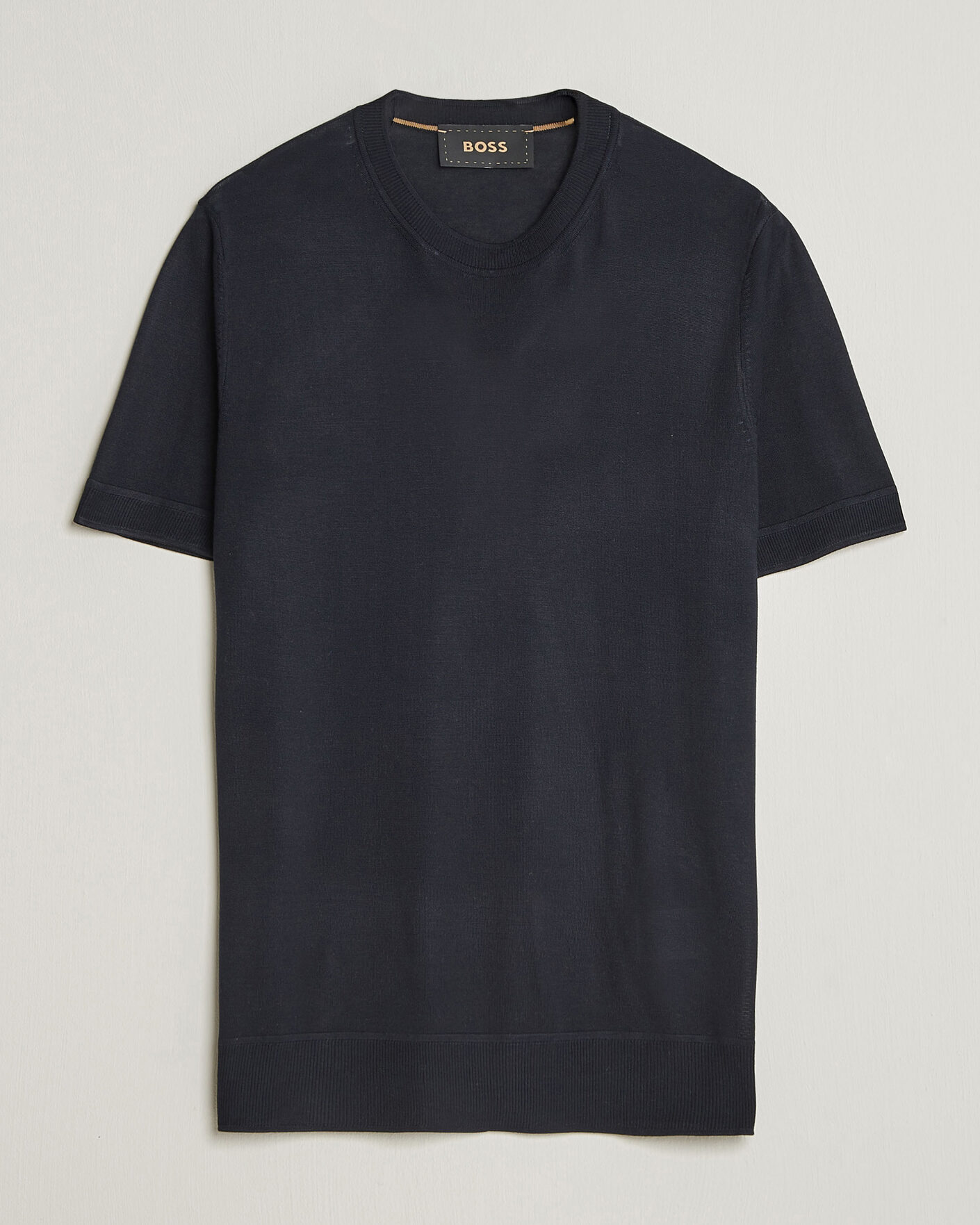 Uomini | T-shirt | BOSS CAMEL | Nottano Silk Knitted T-Shirt Dark Blue