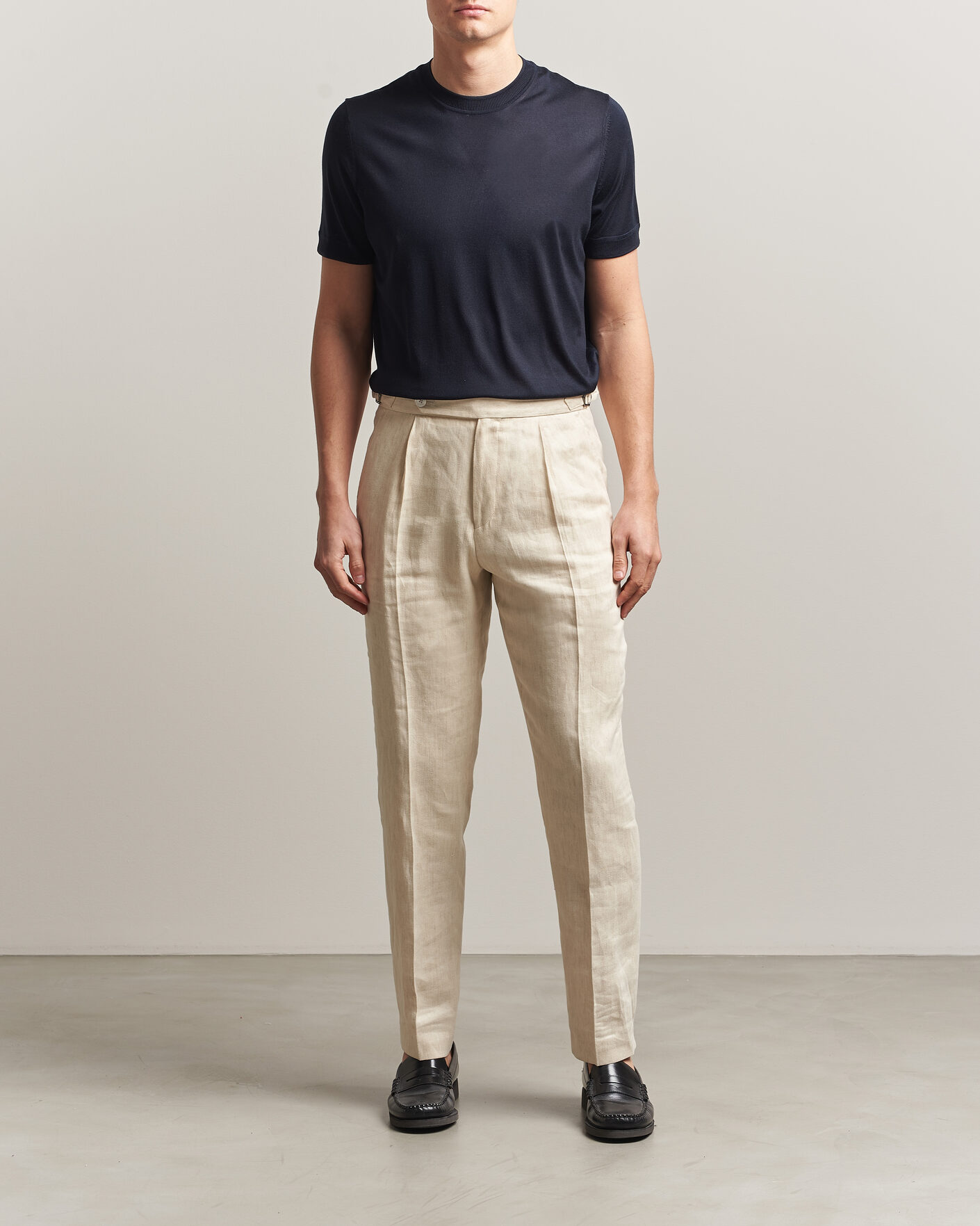 Uomini | T-shirt | BOSS CAMEL | Nottano Silk Knitted T-Shirt Dark Blue