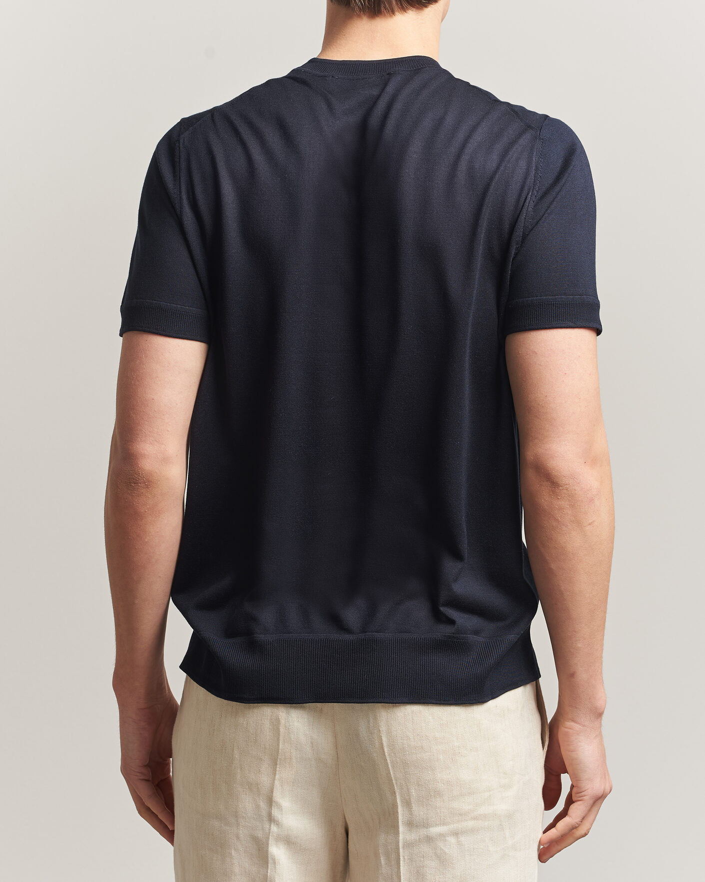 Uomini | T-shirt | BOSS CAMEL | Nottano Silk Knitted T-Shirt Dark Blue