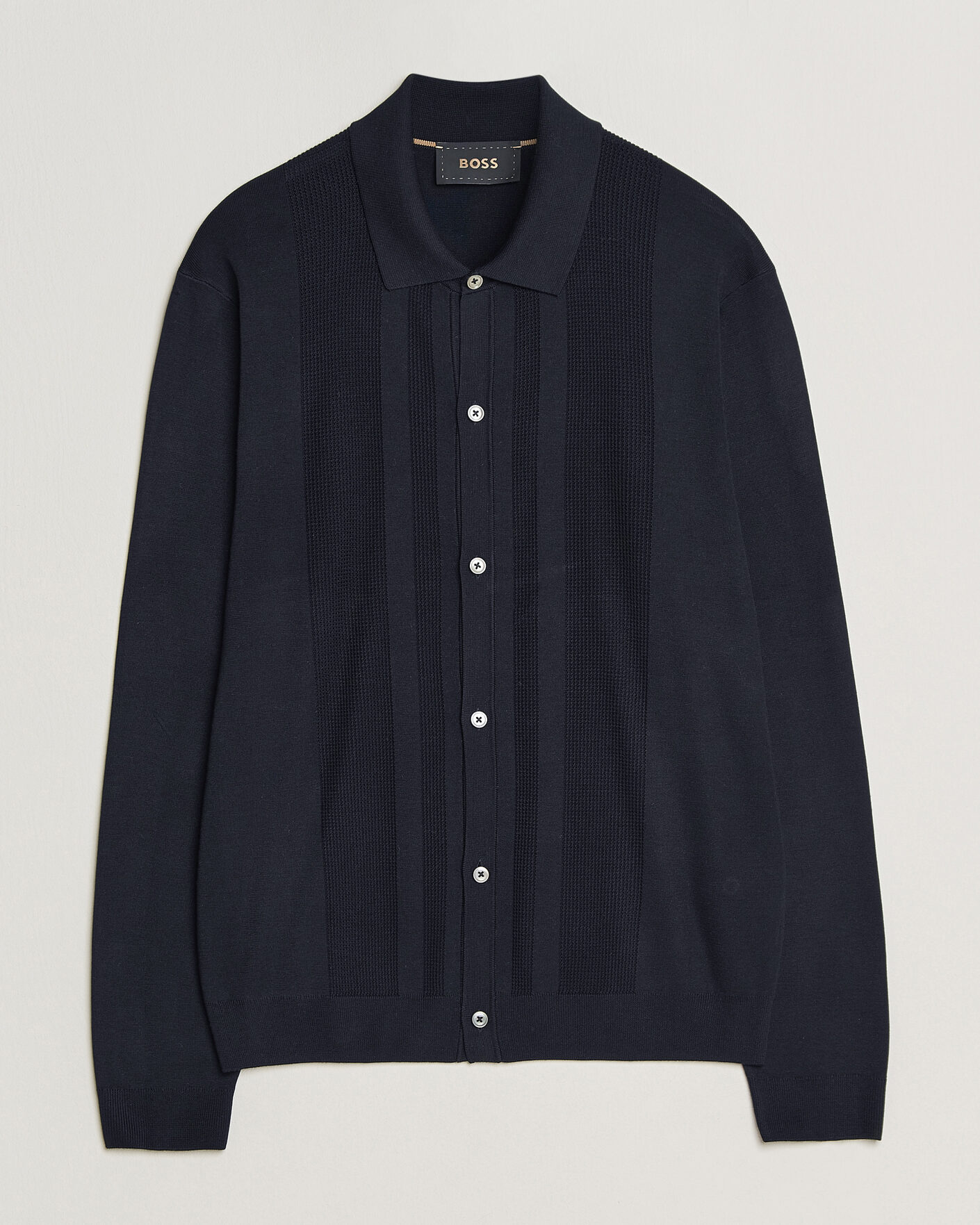 Uomini | Maglieria | BOSS CAMEL | Nicolo Silk Knitted Cardigan Dark Blue