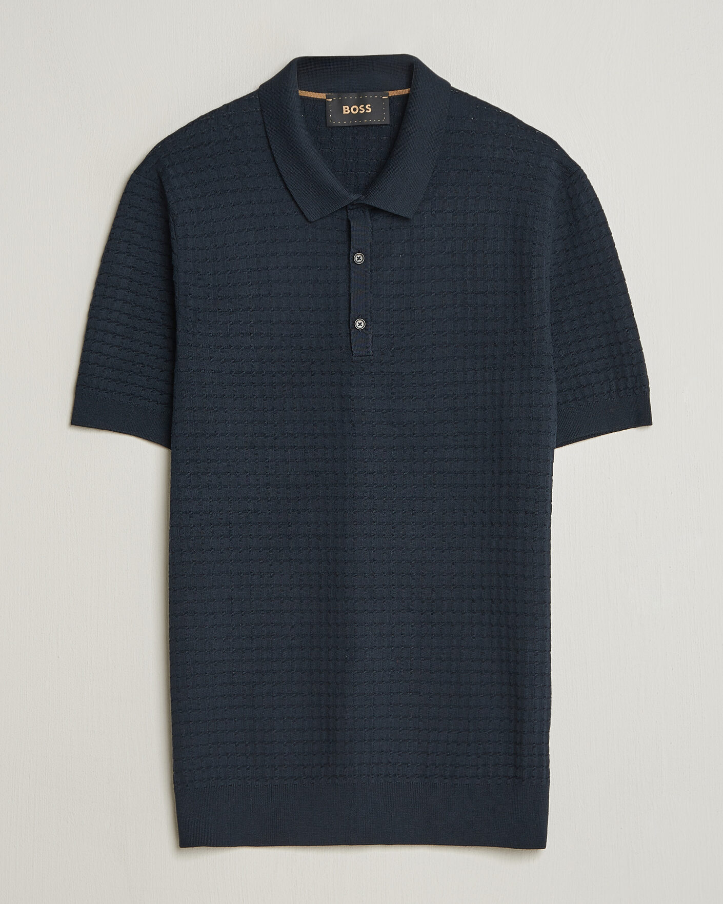 Uomini | Polo | BOSS CAMEL | Nadalione Silk/Cotton Knitted Polo Dark Blue
