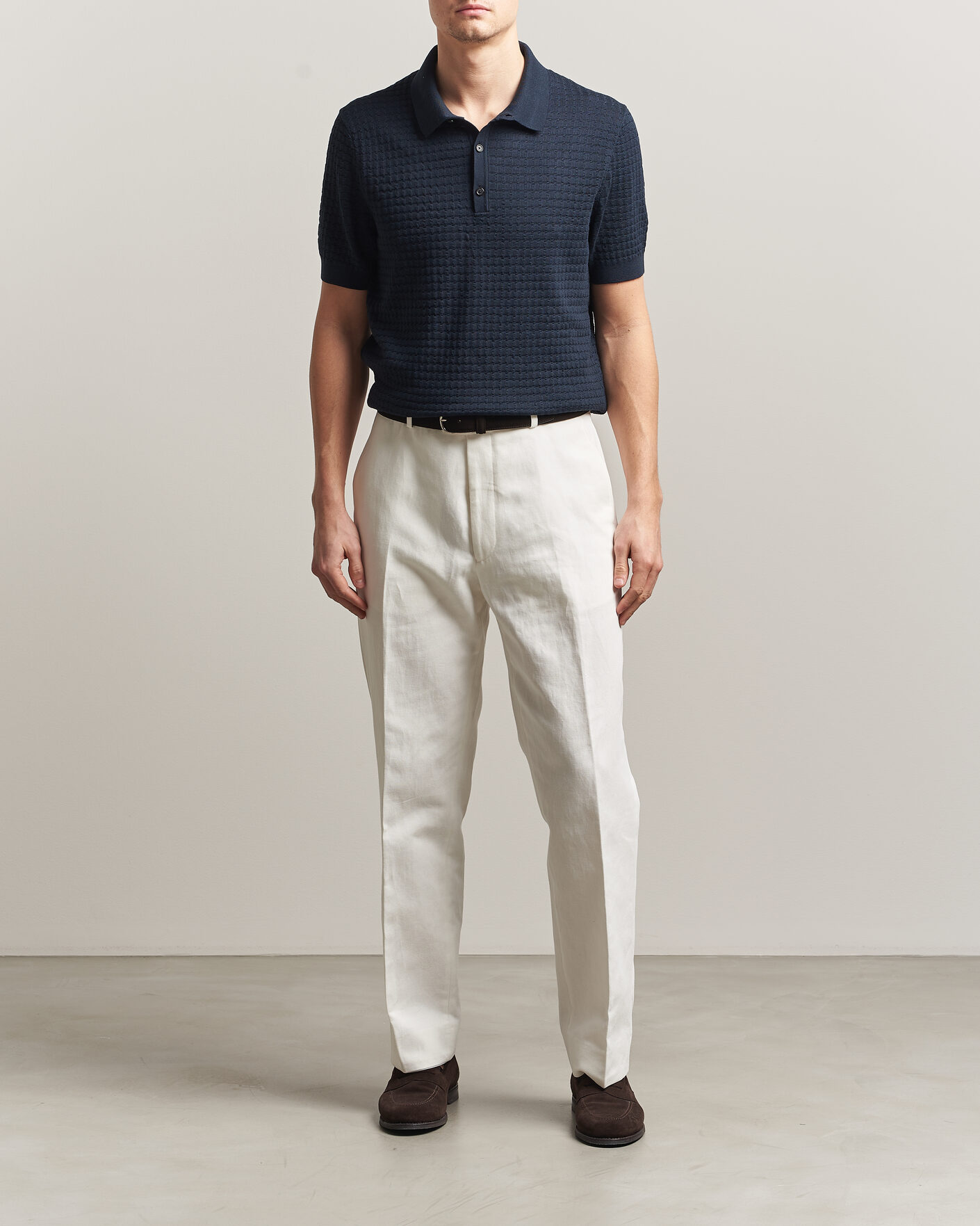 Uomini | Polo | BOSS CAMEL | Nadalione Silk/Cotton Knitted Polo Dark Blue