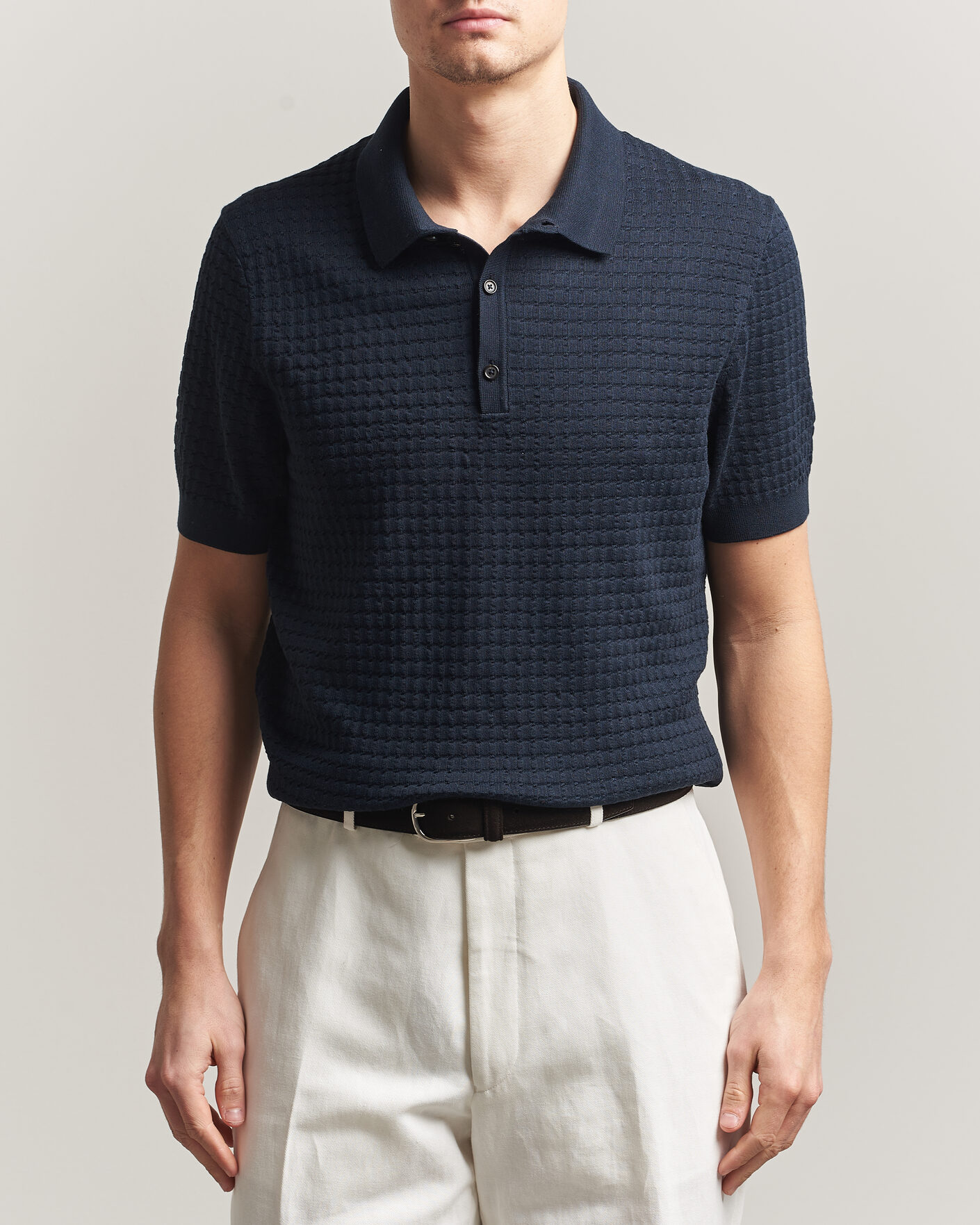 Uomini | Polo | BOSS CAMEL | Nadalione Silk/Cotton Knitted Polo Dark Blue