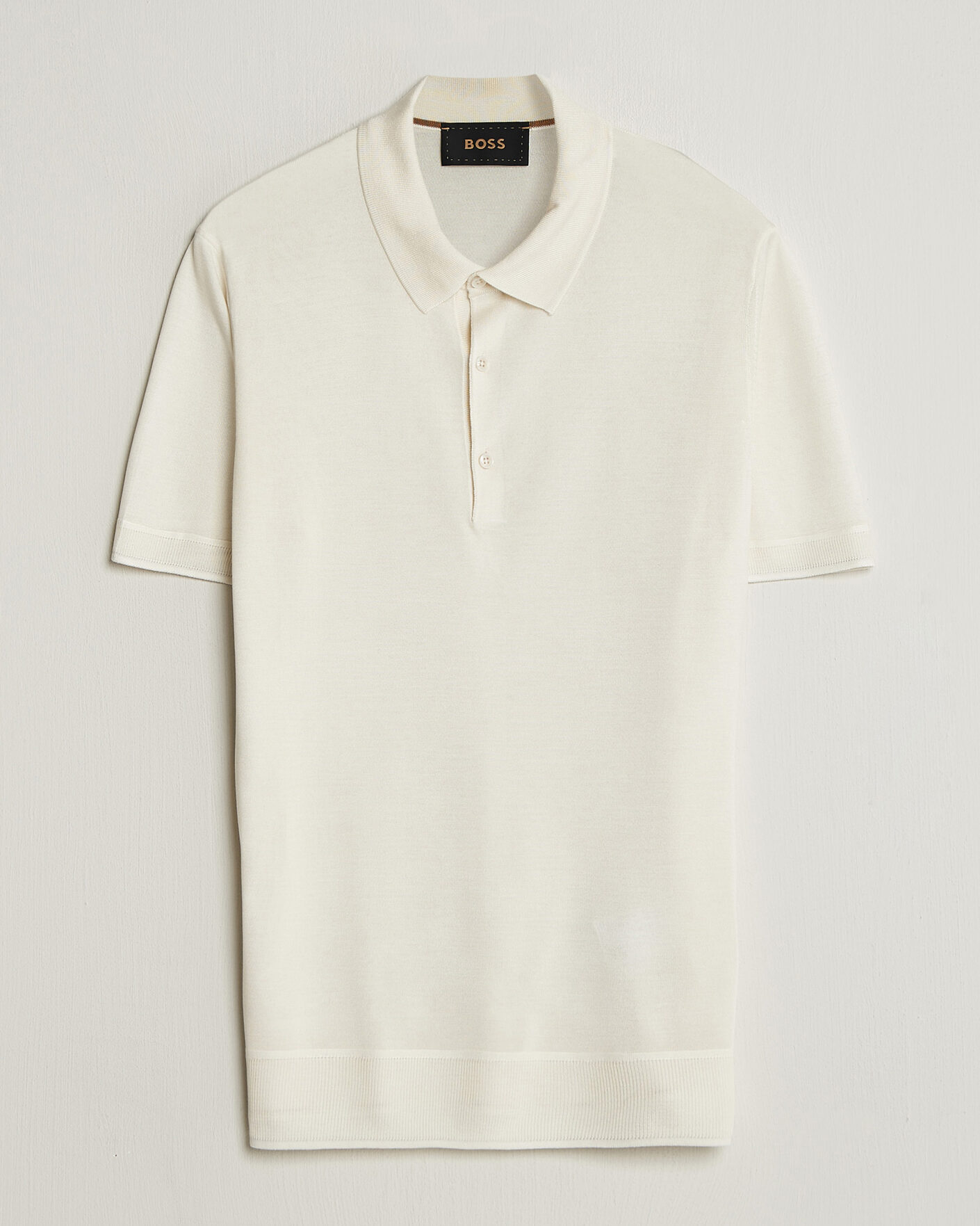 Uomini | Polo | BOSS CAMEL | Novo Silk Knitted Polo Open White