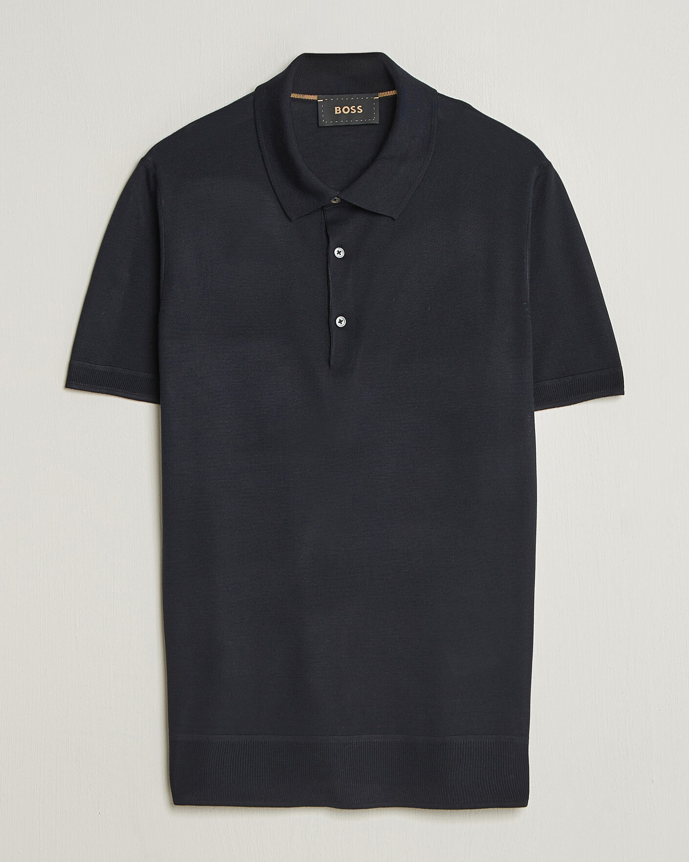Uomini | Polo | BOSS CAMEL | Novo Silk Knitted Polo Dark Blue