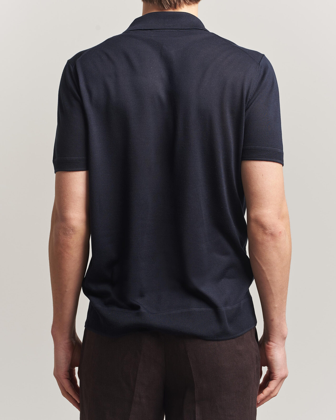 Uomini | Polo | BOSS CAMEL | Novo Silk Knitted Polo Dark Blue