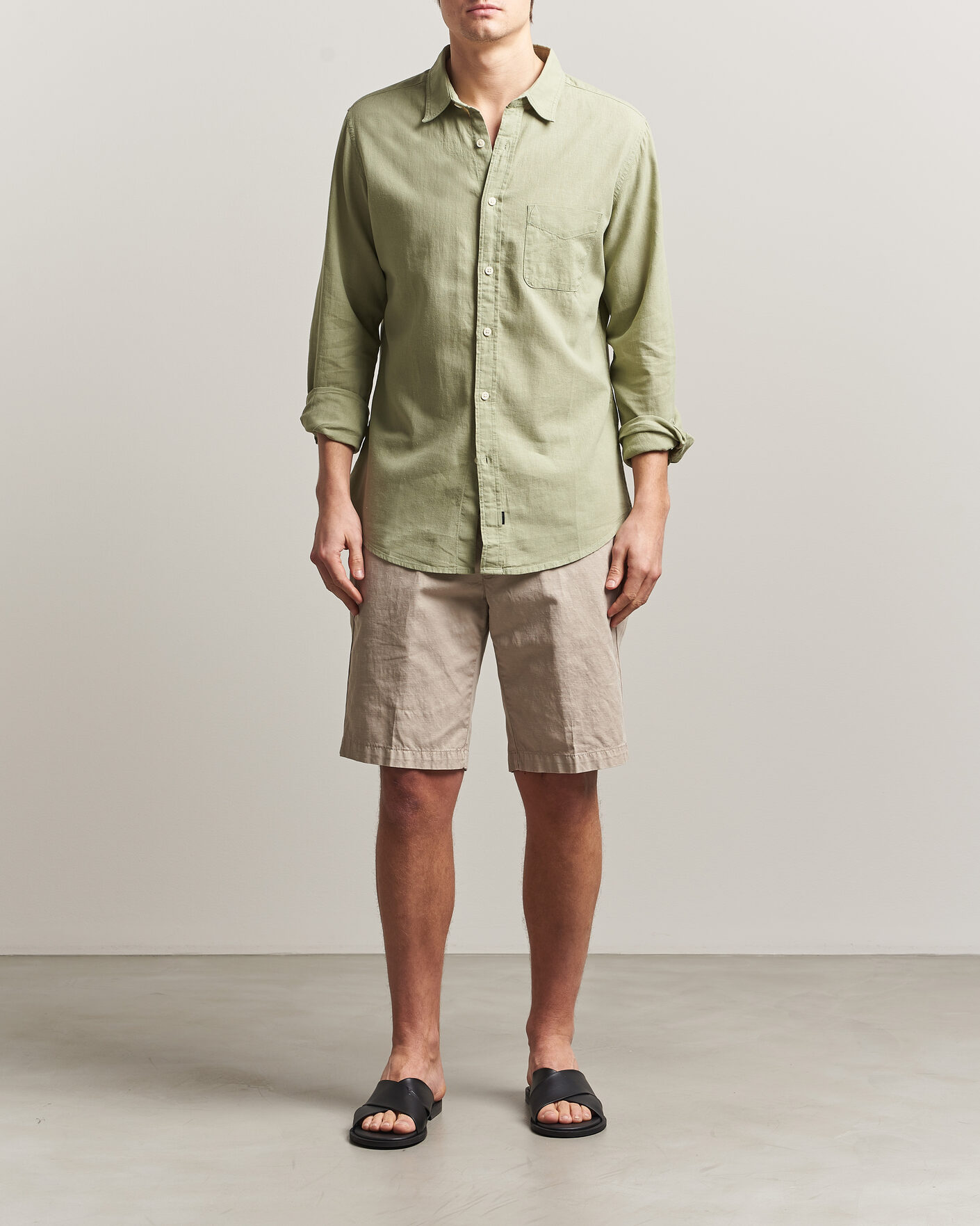 Uomini | Camicie | Dockers | Slim Linen/Cotton Shirt Tea
