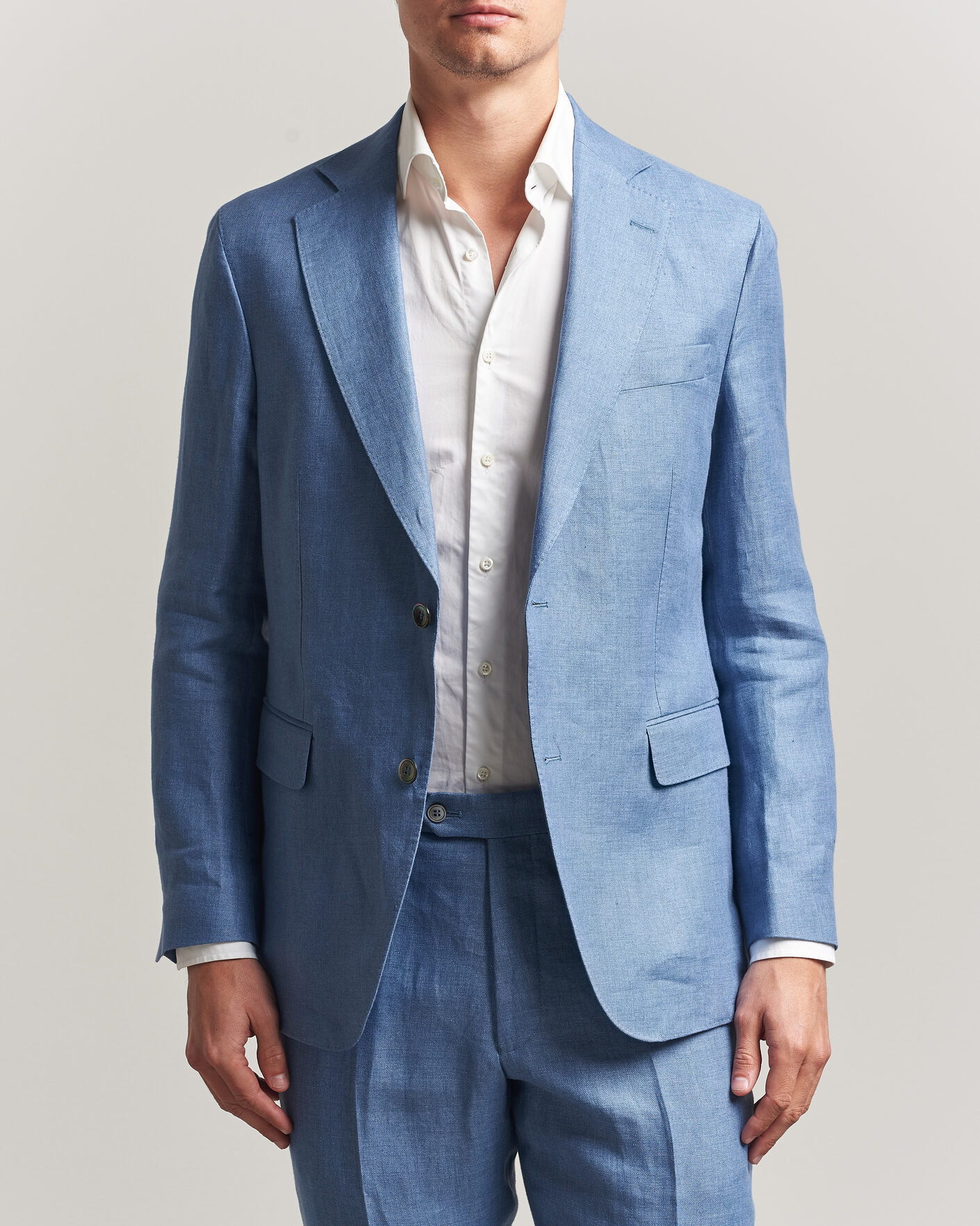 Uomini | Blazers | Oscar Jacobson | Ferry Soft Linen Blazer Light Blue