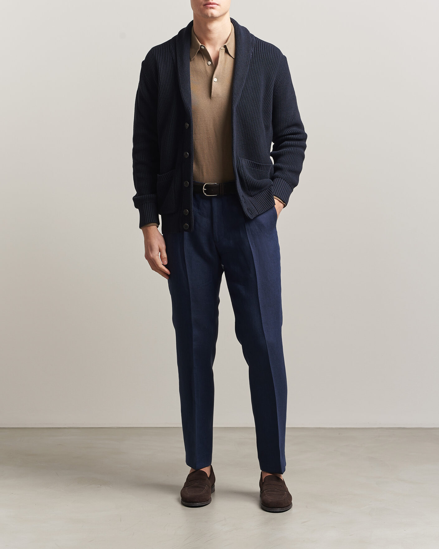 Uomini | Pantaloni | Oscar Jacobson | Dandy Linen Trousers Navy